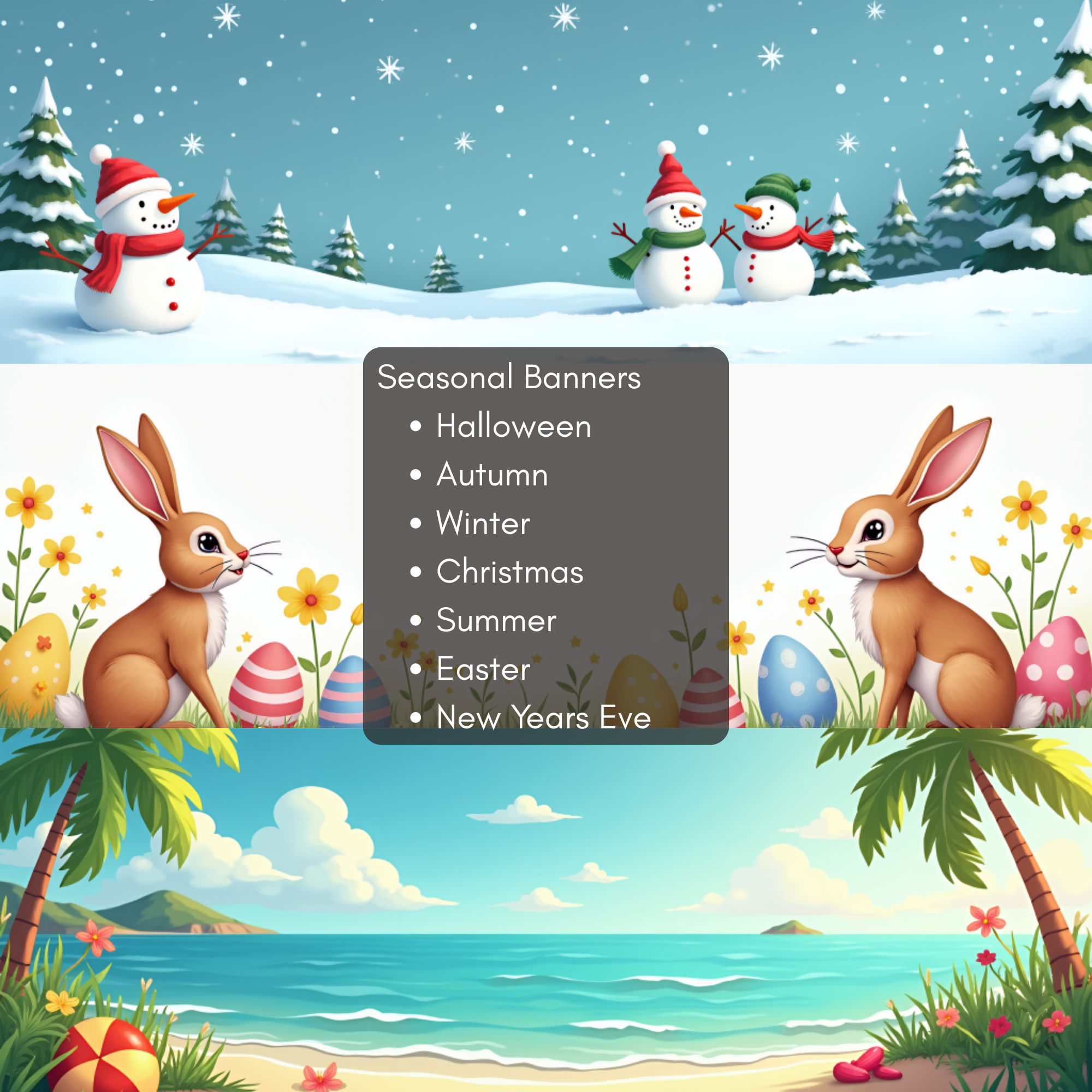 Seasonal Banner Pack PNG Banners Holiday Promotions Storefronts Halloween Winter Autumn Digital Assets Bundle