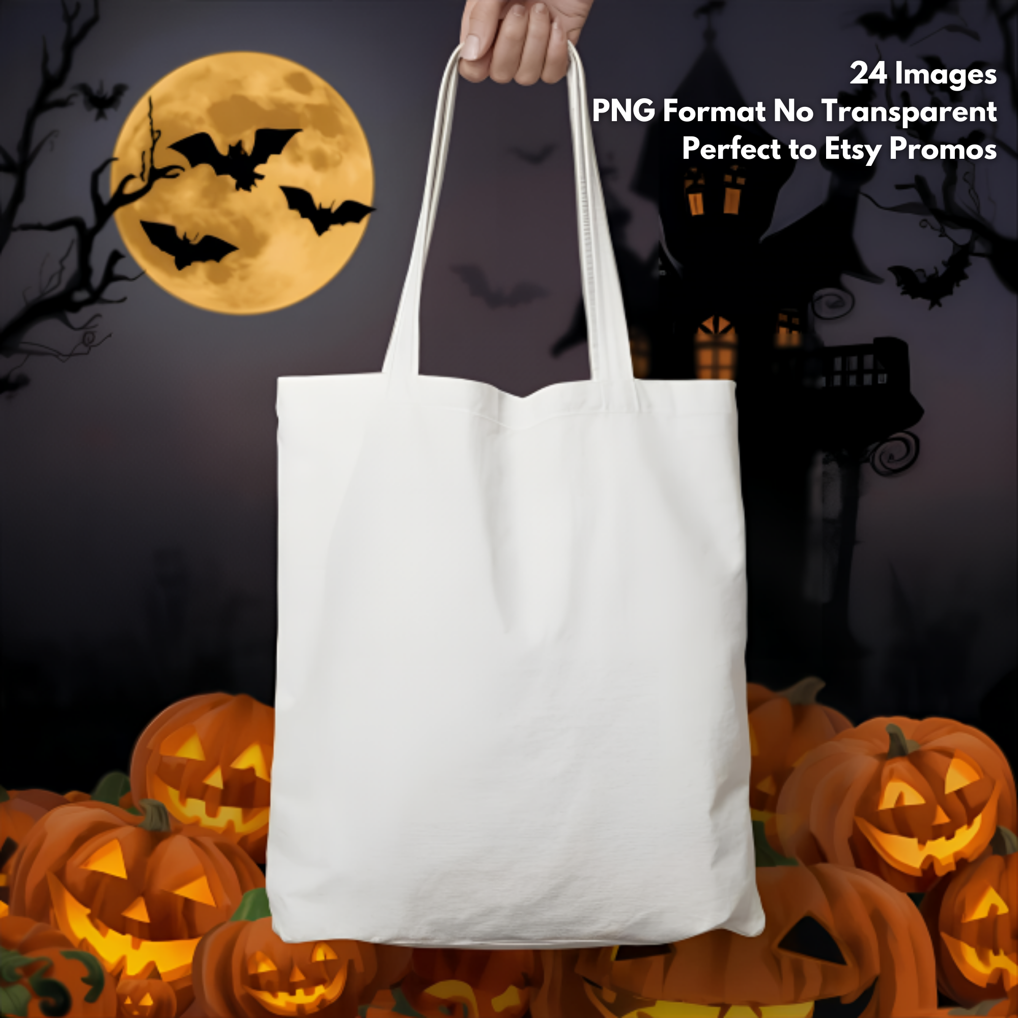 Halloween Tote Bag Mockup Bundle Spooky Tote Bag Mockups Digital Product Promotion Etsy Shop White Tote Bag Product Display Bundle