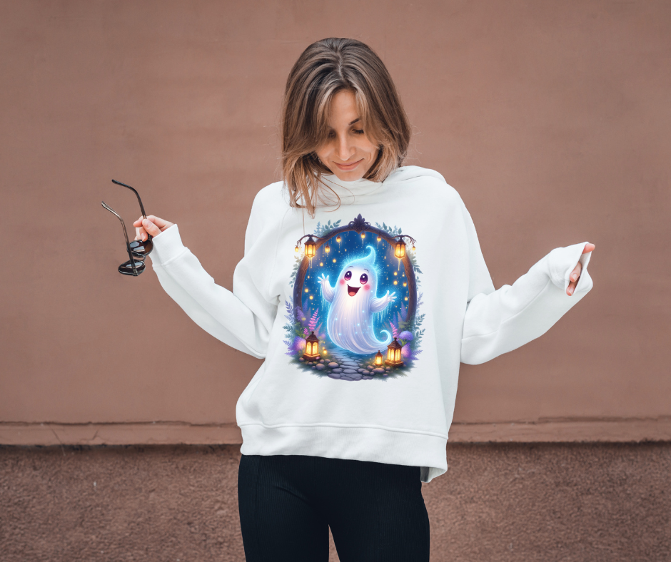 Friendly Ghost PNG for Sublimation, Halloween Cute Ghost Clipart, Spooky Season Digital Download, Printable Ghost T-Shirt Design
