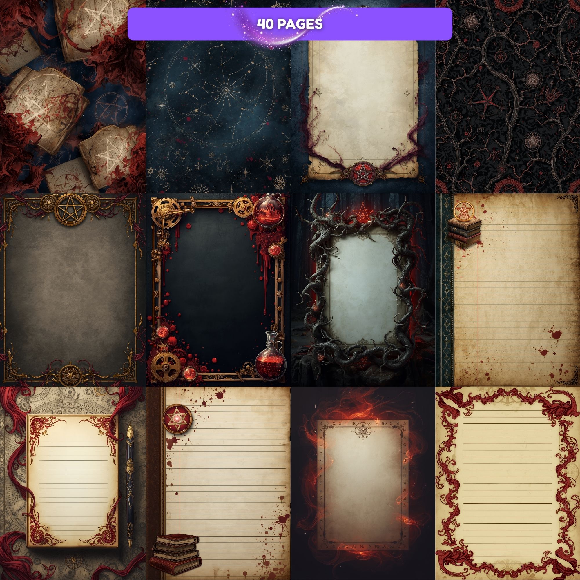 Alchemy Magic Junk Journal Kit | Digital Grimoire Ephemera | Mystical PNG Bundle for Scrapbooking