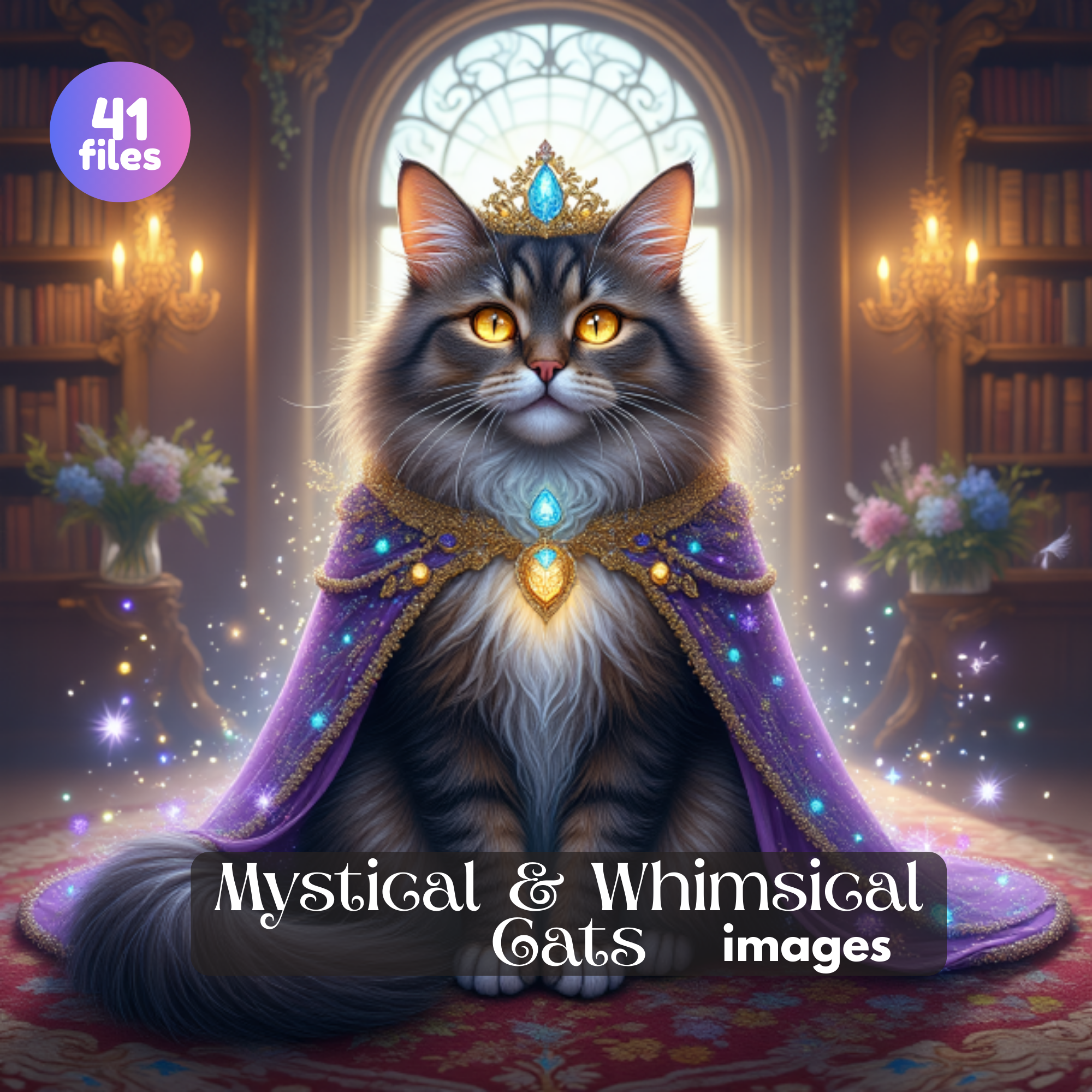 Mystical Whimsical Cats, Feline PNGs, High-Quality Fantasy Cat Illustrations, halloween images
