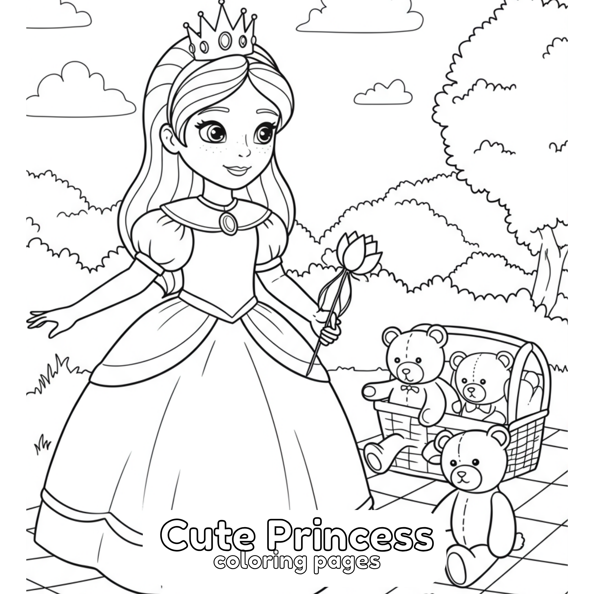 Free Fairytale Princess Coloring Book, Free Printable PDF for Girls, Instant Download Art Activity