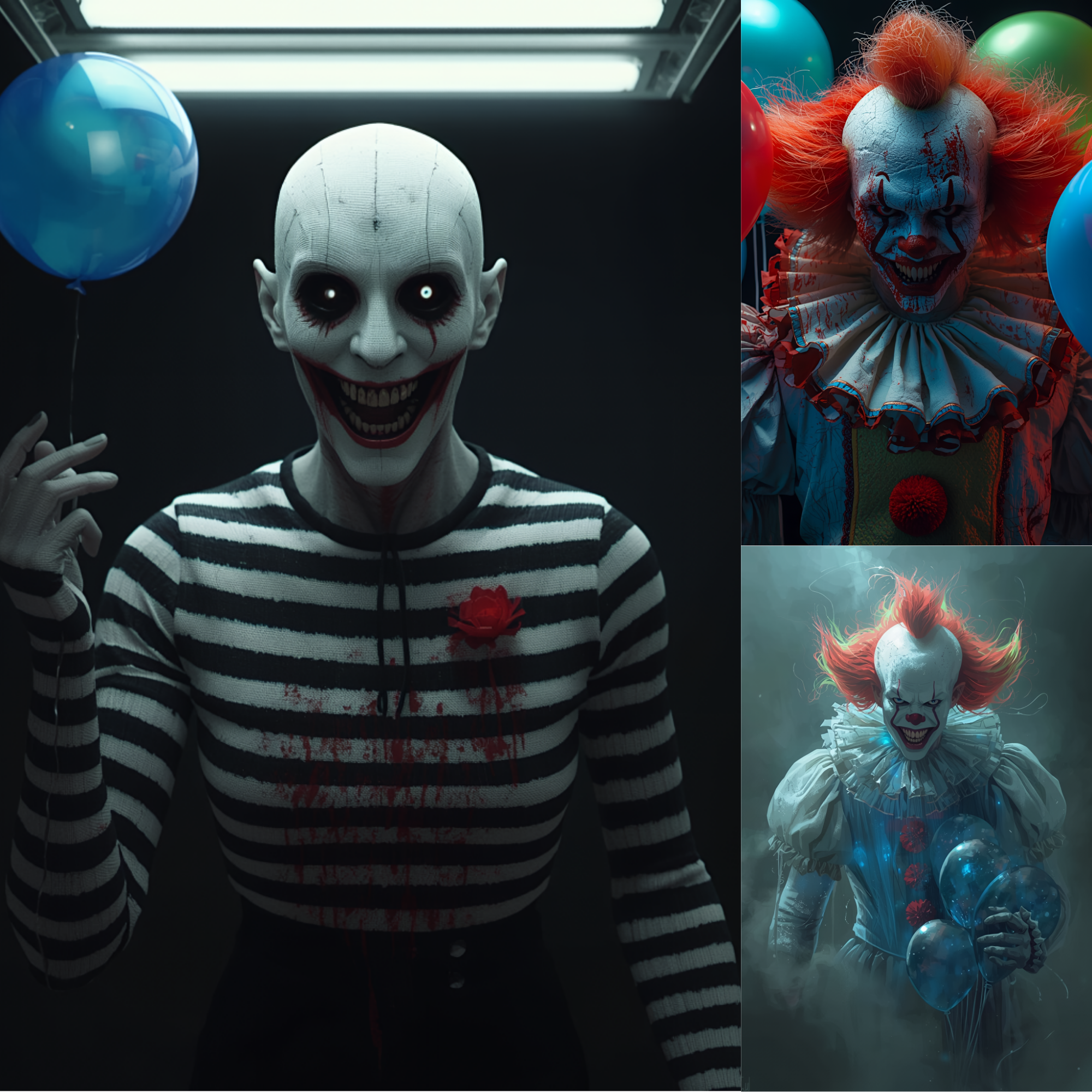 Diabolic Clowns Bundle | Scary Clown Digital Art | Horror Halloween , Horror Junk Journal Pages Macabre Clown Creepy