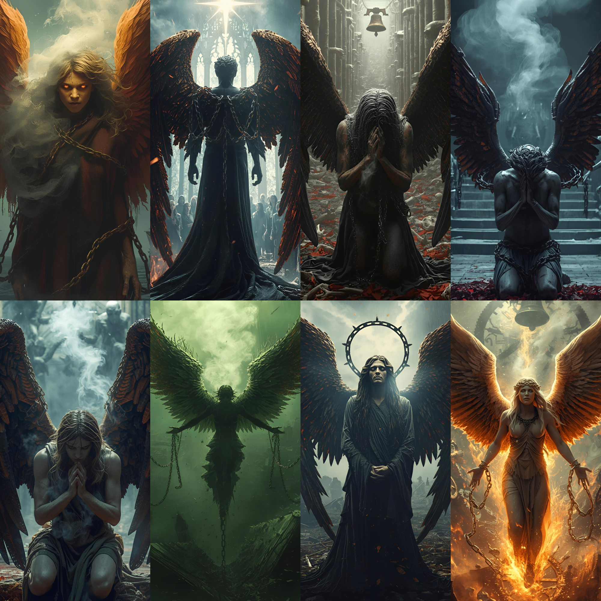 Dark Angels PNG Bundle Gothic Fantasy Art Clipart, High-Res Fallen Angel Digital Download Journal Pages