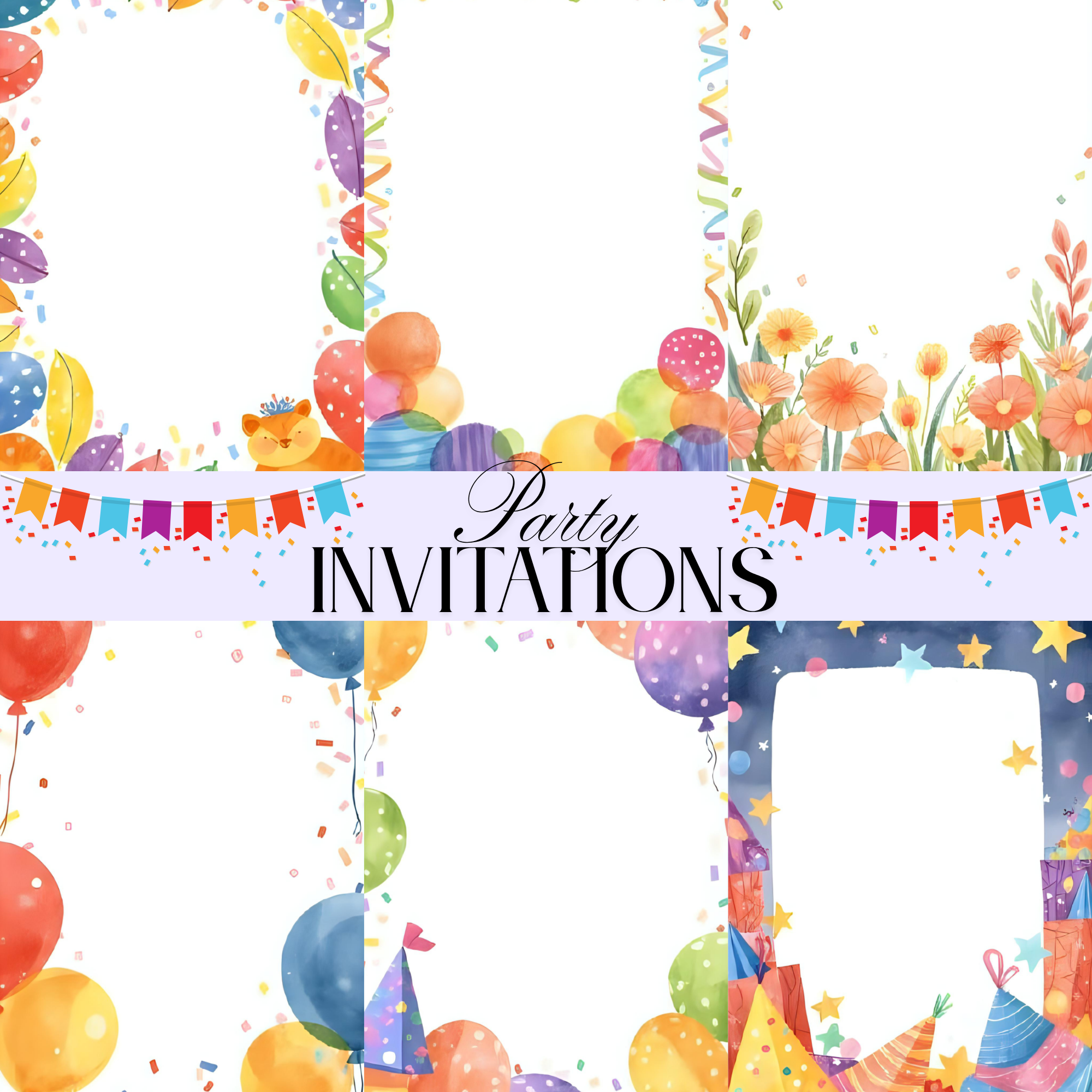 Party Invitation Card Templates, Journal Pages, birthday pages, party cards