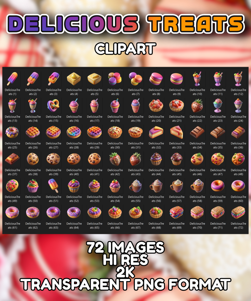 Delicious Treats Clipart, overlays, cupcake clipart, donut clipart, donut images