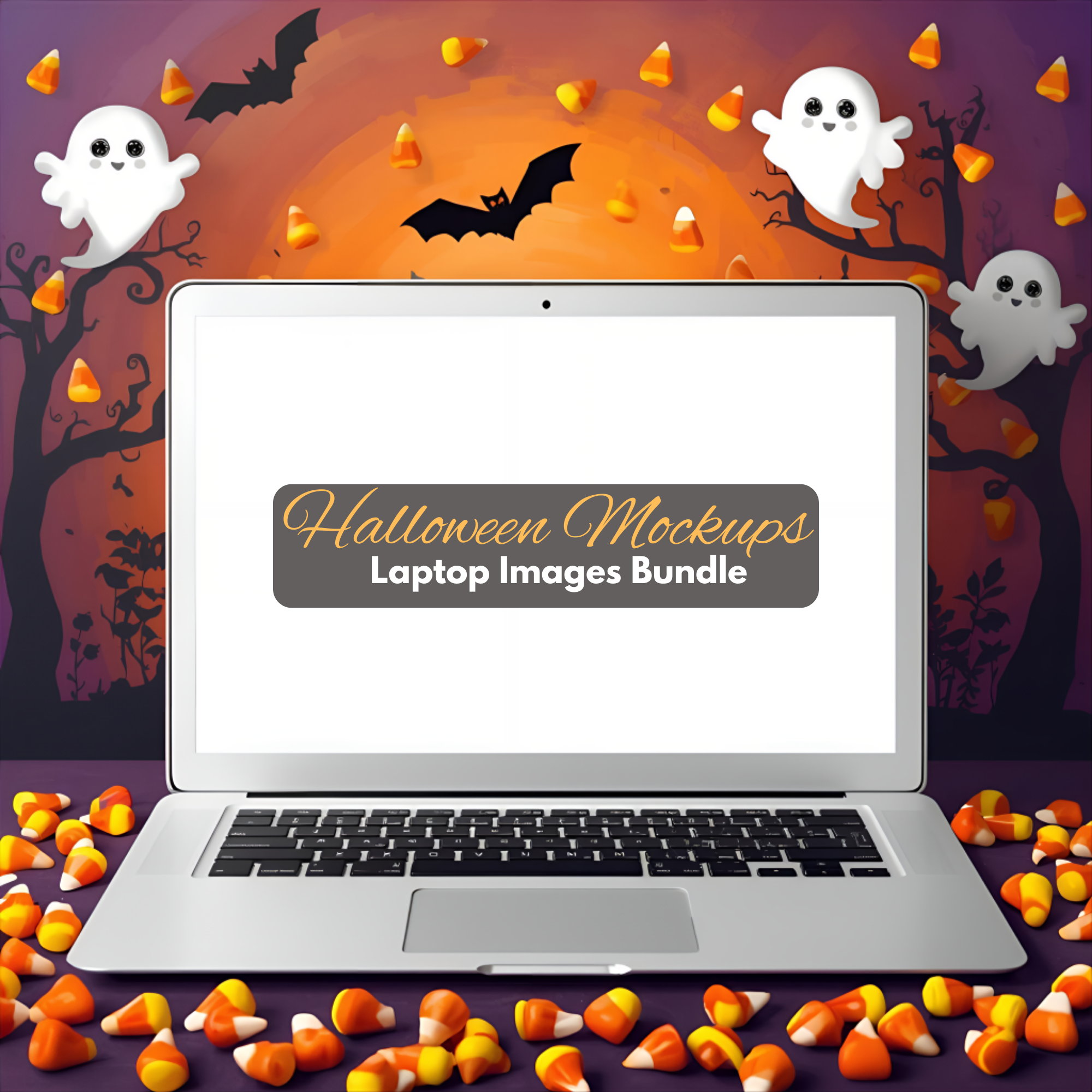 Halloween Digital Mockups Pack | Laptop Screen Display Templates | Spooky Seasonal Promotion
