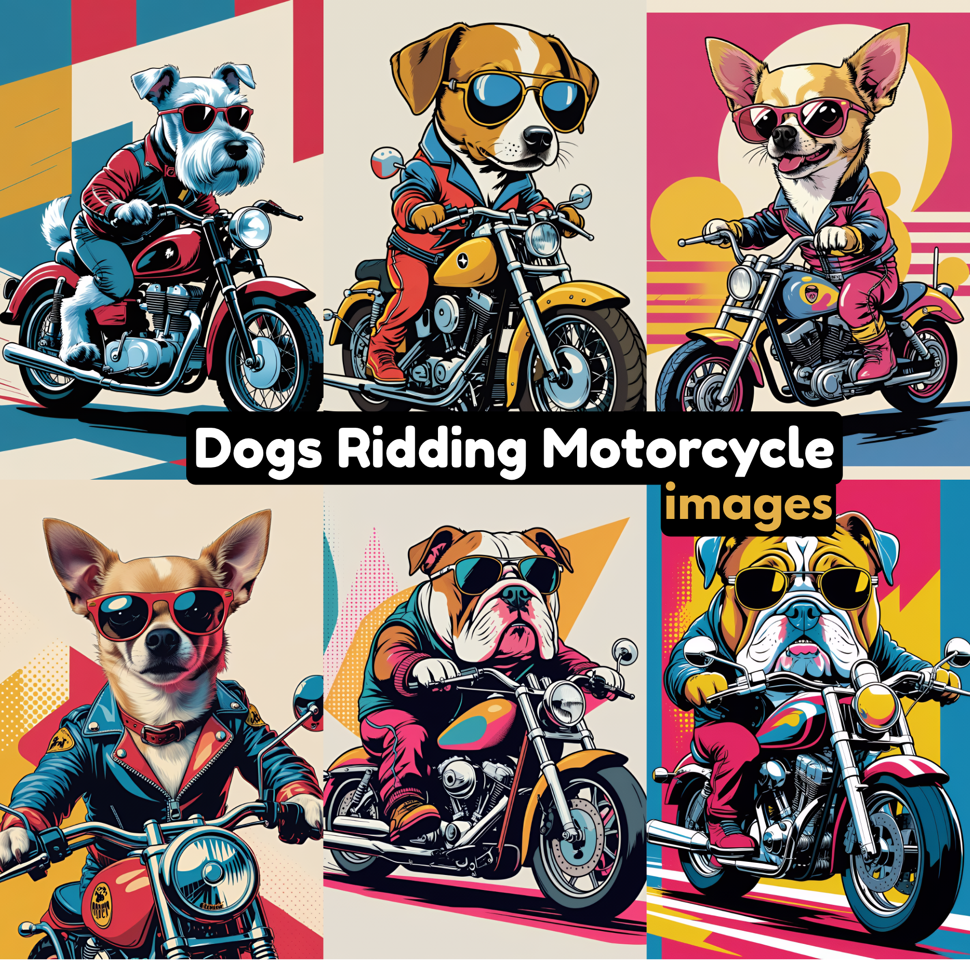 Riding Paws:Dog Biker PNGs,T-Shirts, Sublimation & Crafts, cute dogs images, chi Wawa images