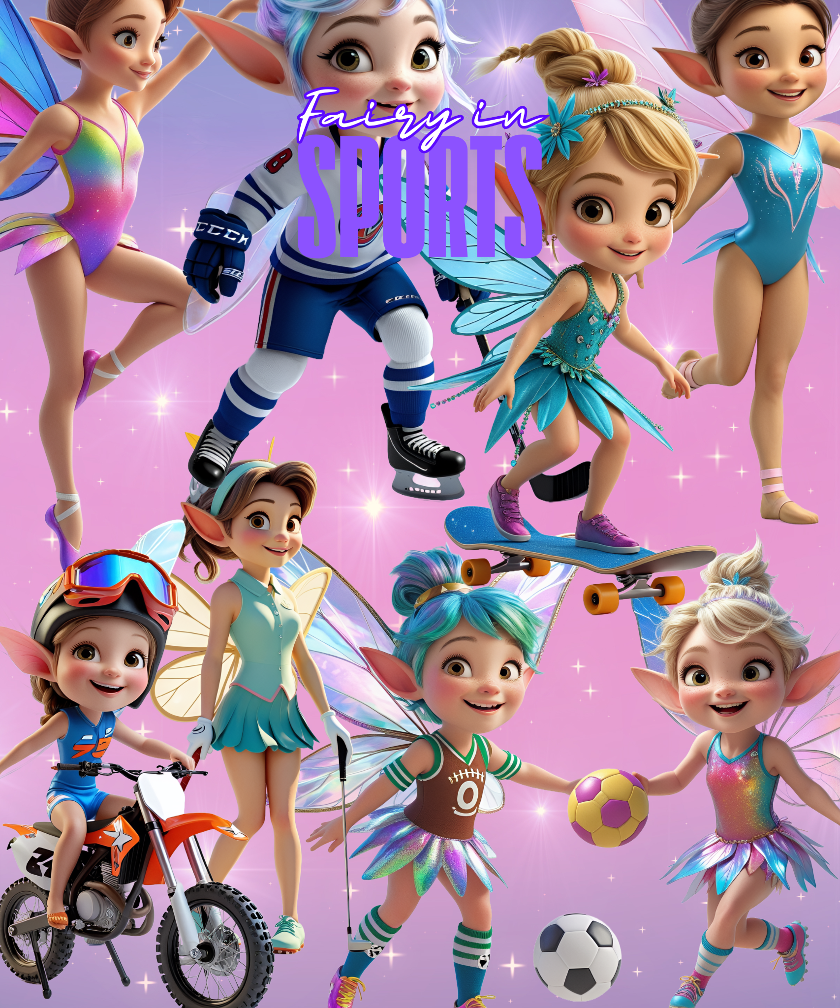 Sports Fairy Clipart, cute clipart, girls clipart
