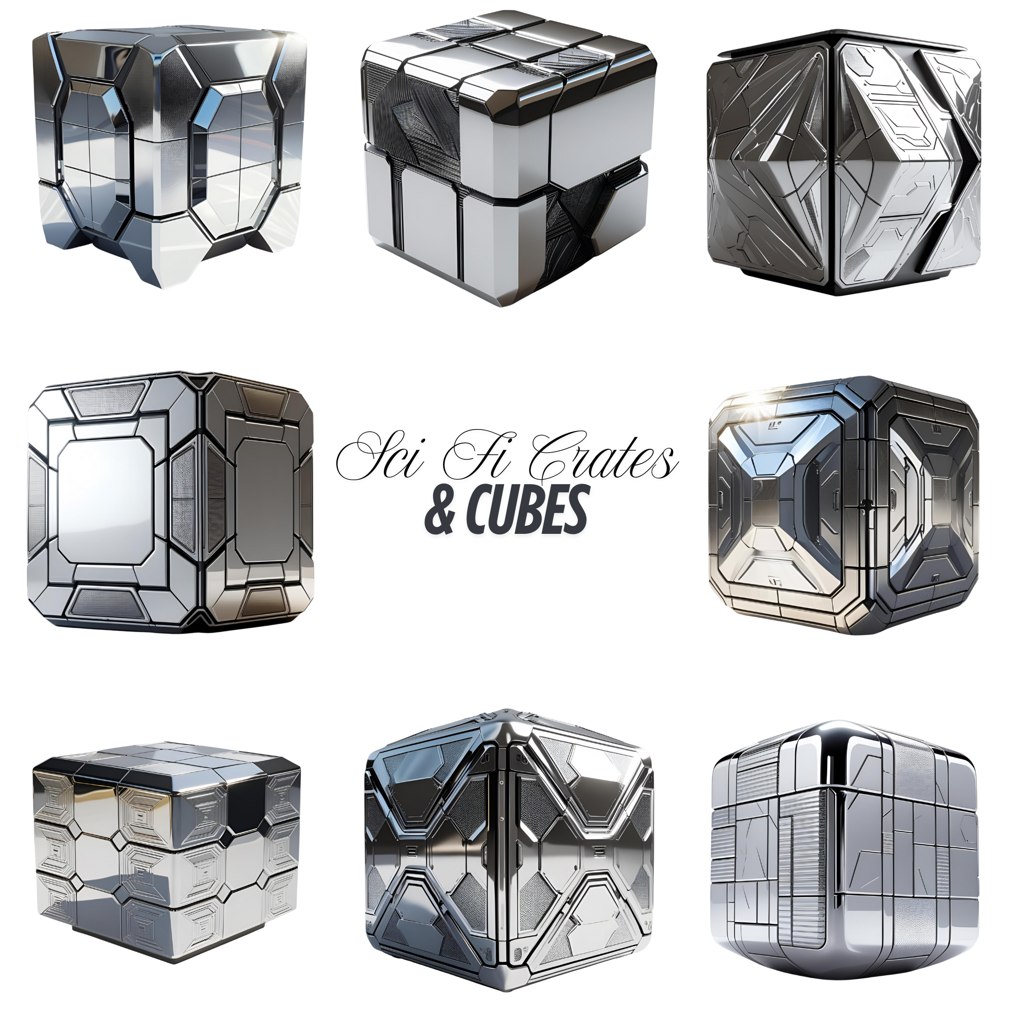 Sci Fi Crates & Cubes Clipart, PNG Images | Game Assets, Digital Art