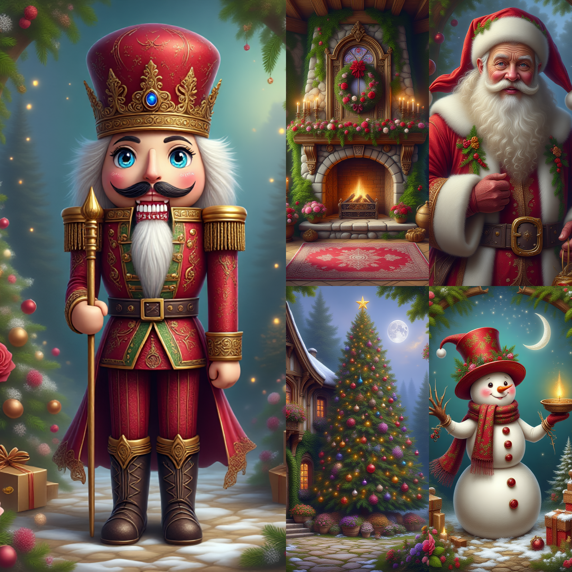 Whimsical Christmas Digital Pages Winter Wonderland PNGs | Snowman, Nutcracker, Cozy Scenes, Fairytale Homes Journal Pages Backgrounds