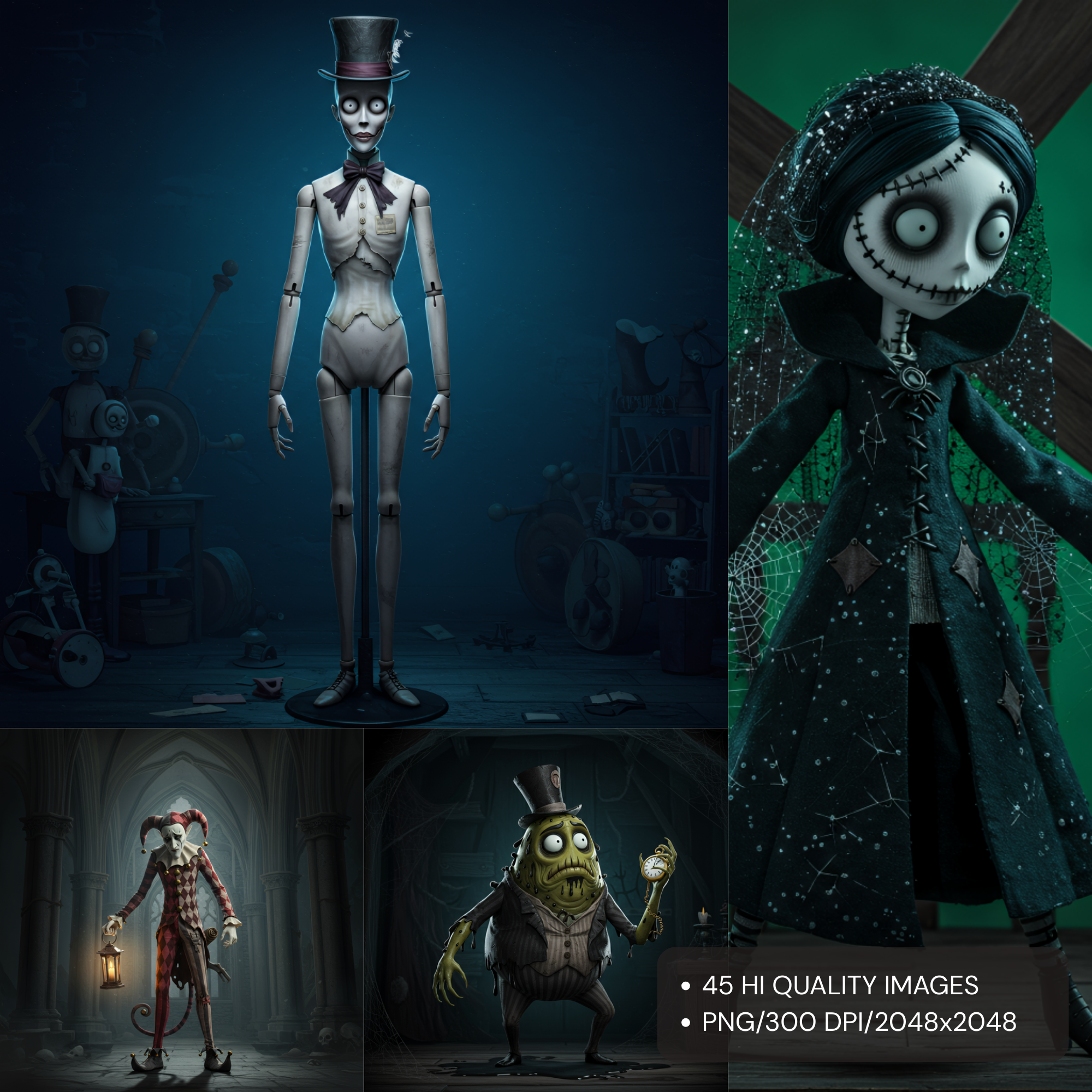 Horror Creatures PNG Bundle | Spooky Gothic Digital Art Clipart