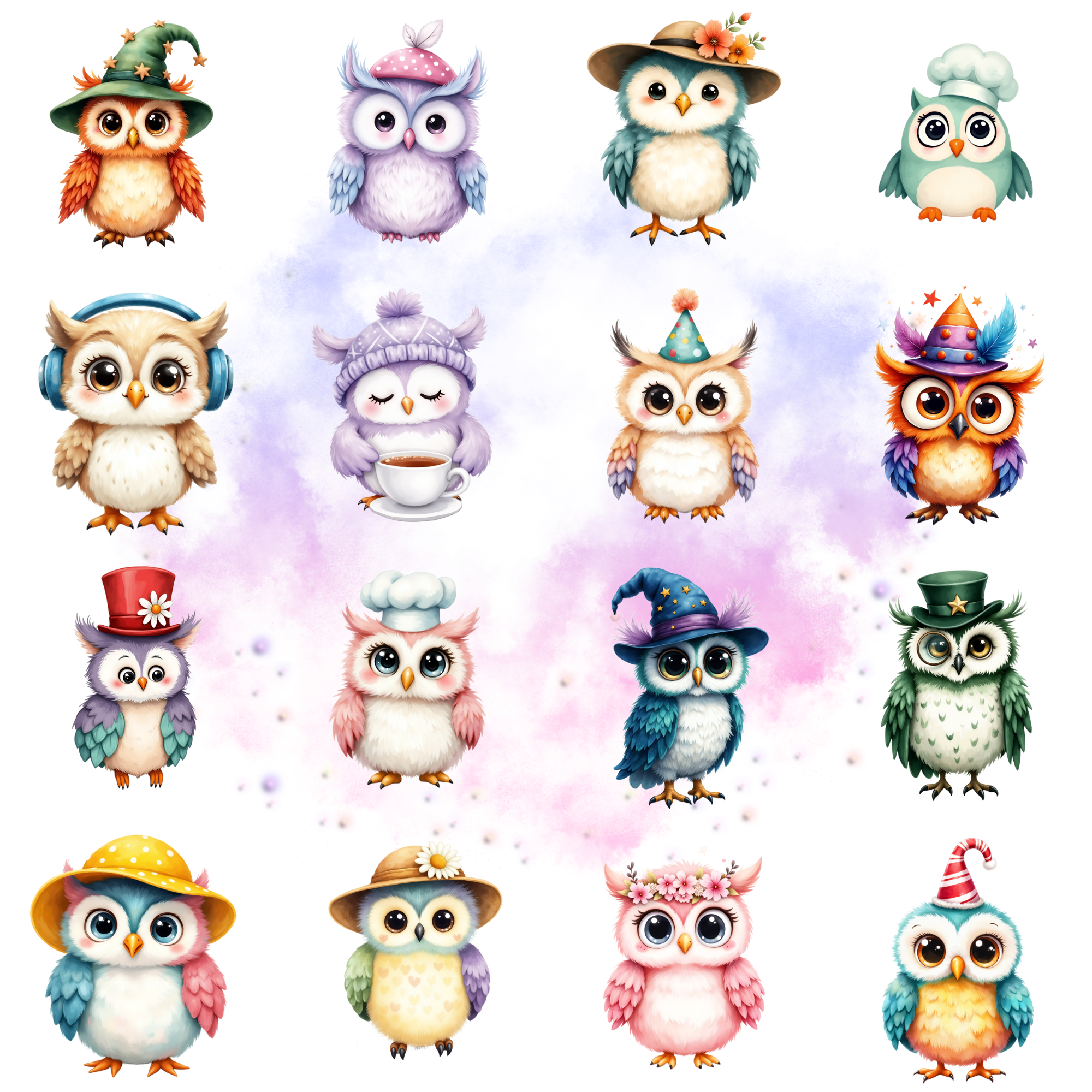 Whimsical Fantasy Owl Clipart Bundle, halloween cliparts, owl clipart png