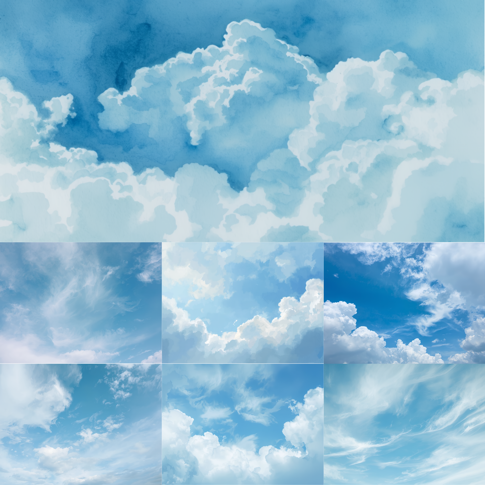 Sky Digital Paper Bundle | Cloud Backgrounds for Junk Journal & Scrapbooking Vast Sky Junk Journal Kit | Overlays