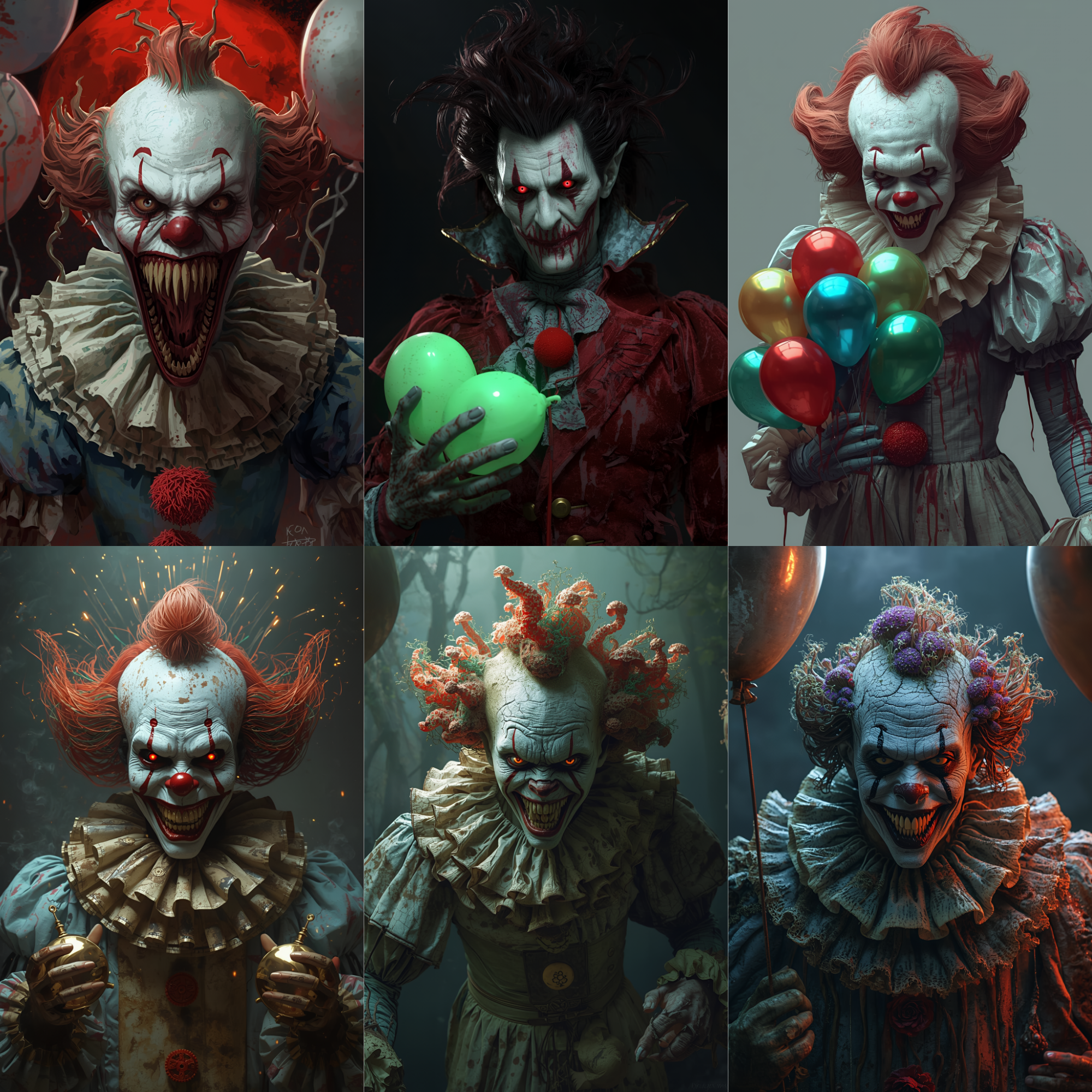 Diabolic Clowns Vol 3, Scary Clown Digital Art, Horror Halloween, Horror Junk Journal Pages Macabre Creepy