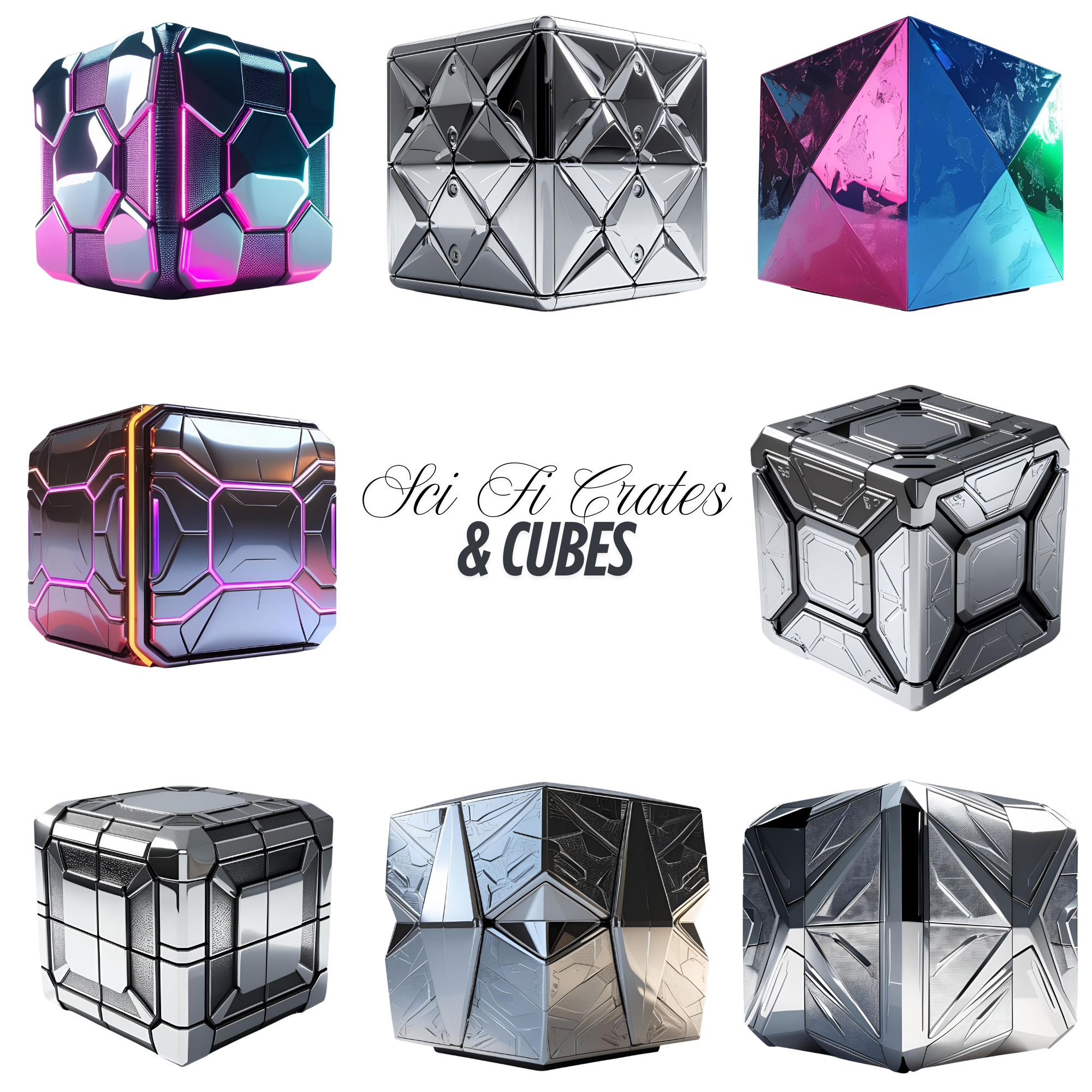 Sci Fi Crates & Cubes Clipart, PNG Images | Game Assets, Digital Art