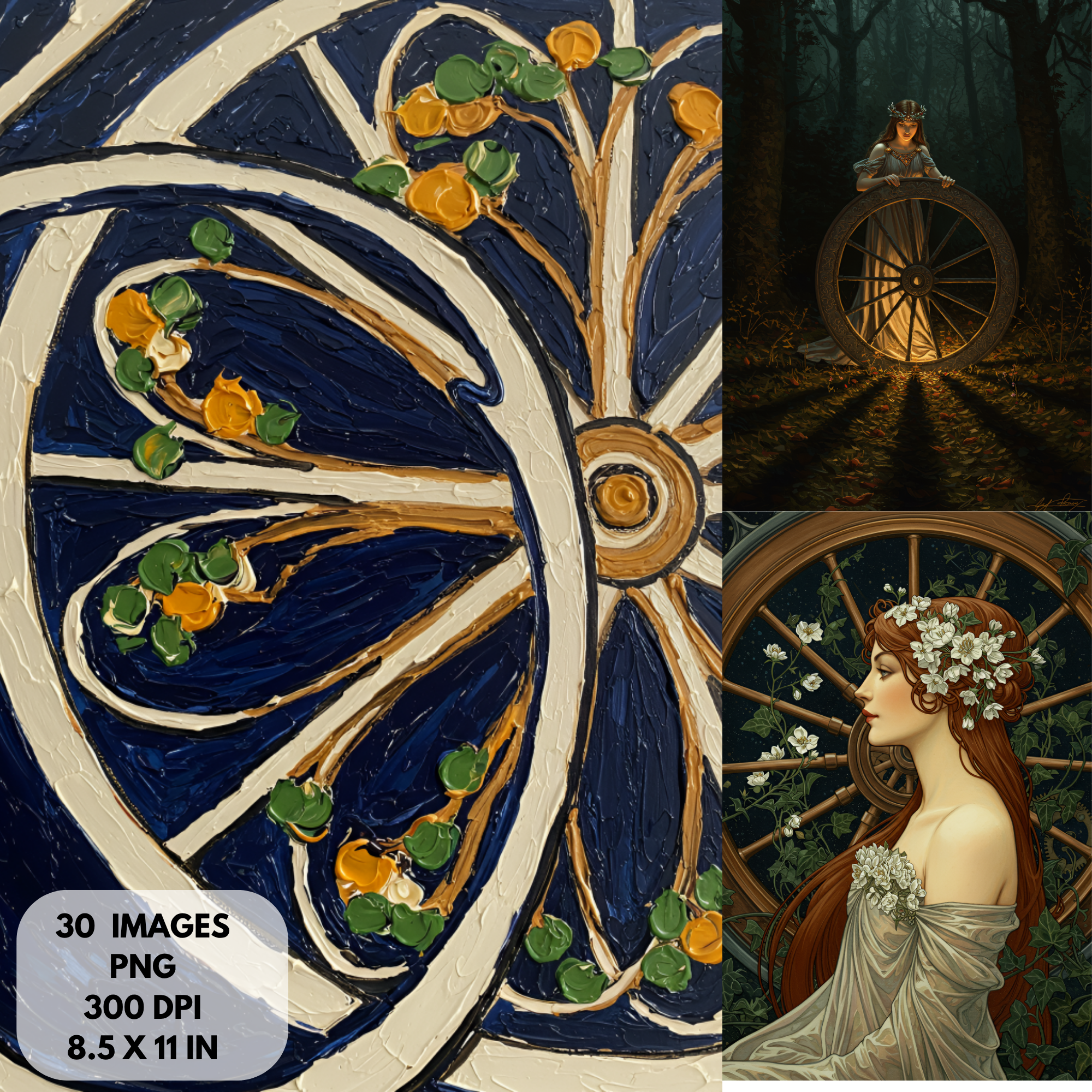 Art Nouveau Wall Art, Digital Papers, Fine Art Journal pages, Art Deco Inspired Journaling Pages, woman art