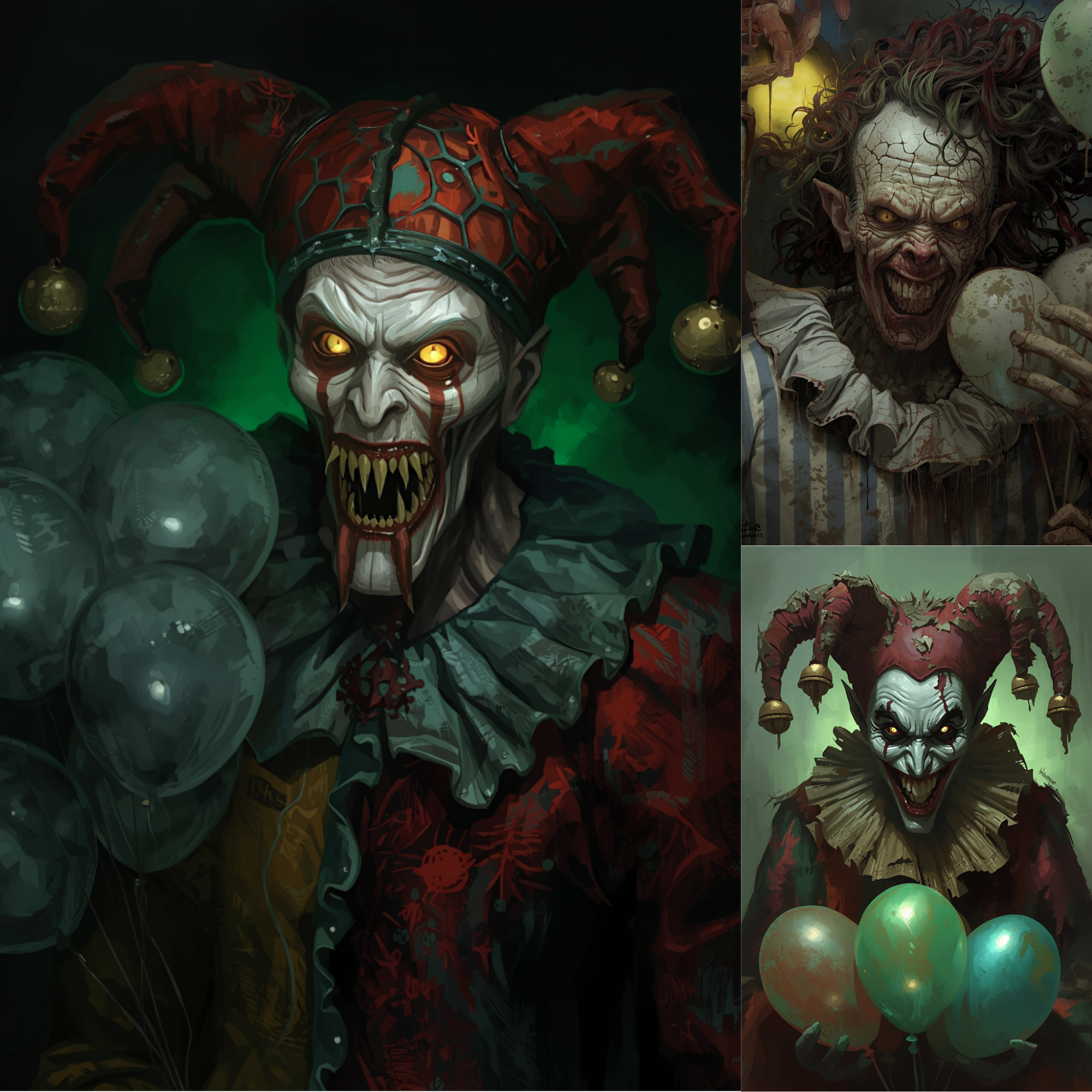 Diabolic Clowns Vol 3, Scary Clown Digital Art, Horror Halloween, Horror Junk Journal Pages Macabre Creepy