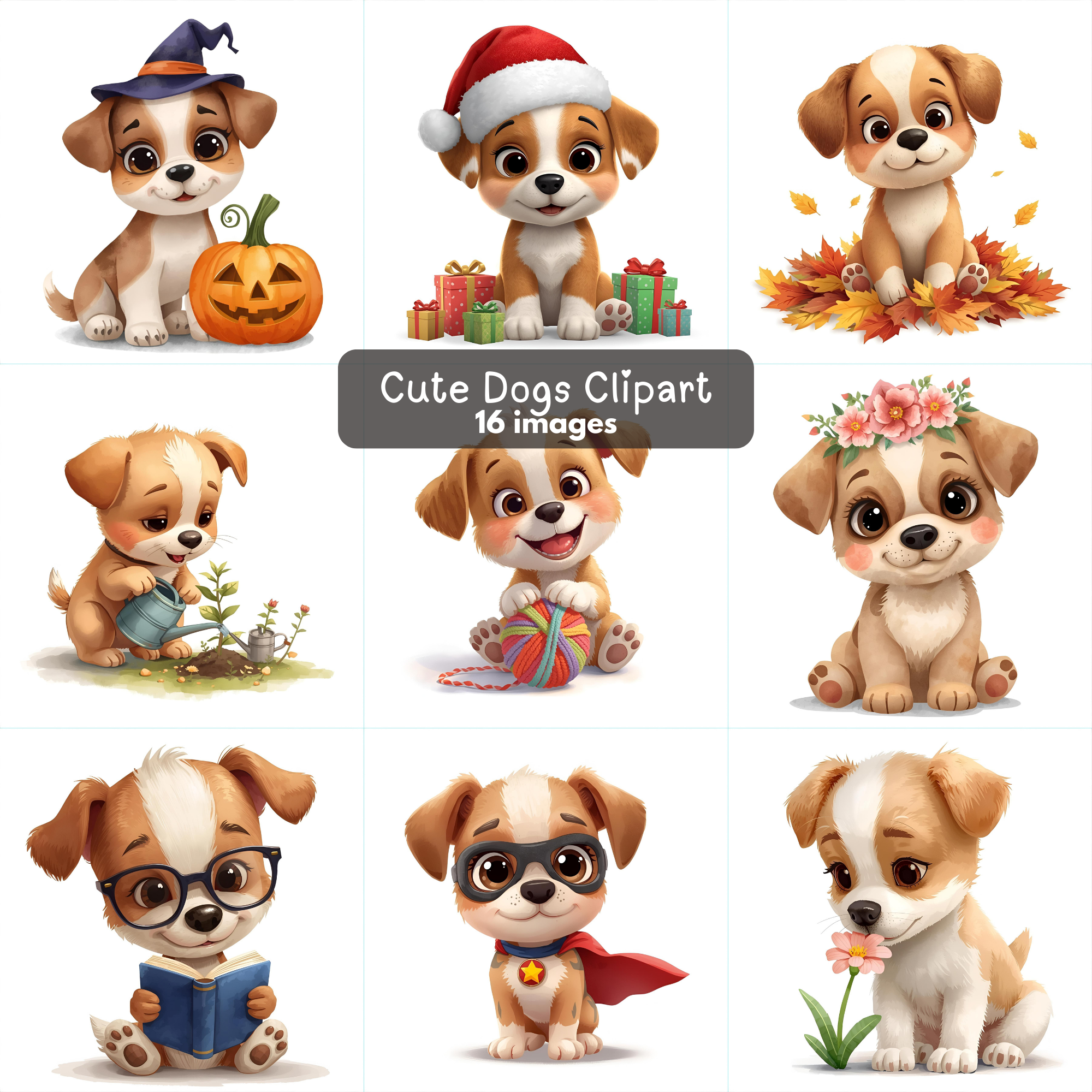 Free Puppy Clip Art Bundle, High Quality Transparent Dog Graphics Free Halloween Clipart