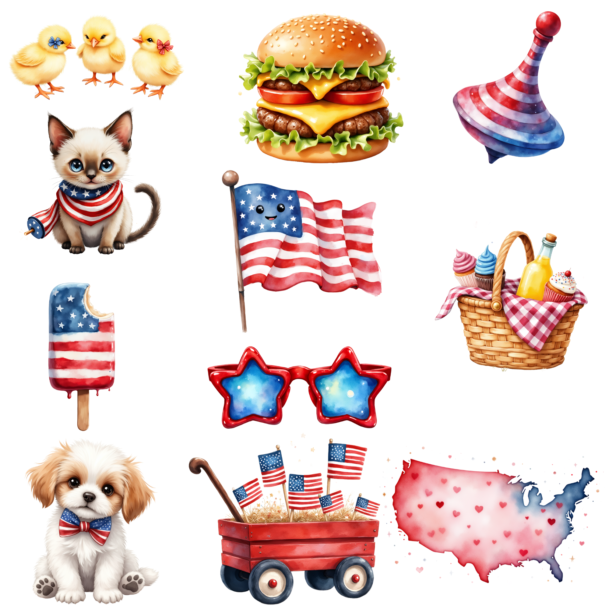 4th of july Clipart, Overlays, american clipart