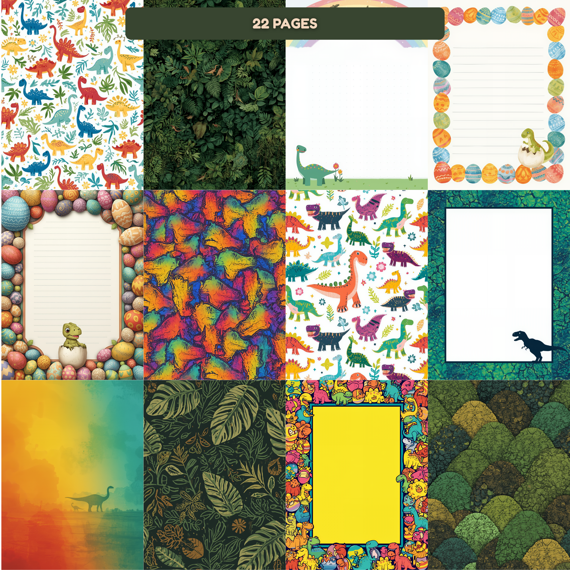 Dinosaur Junk Journal Kit - Digital Prehistoric Paper & Ephemera Bundle Scrapbook Ephemera Kids Journal