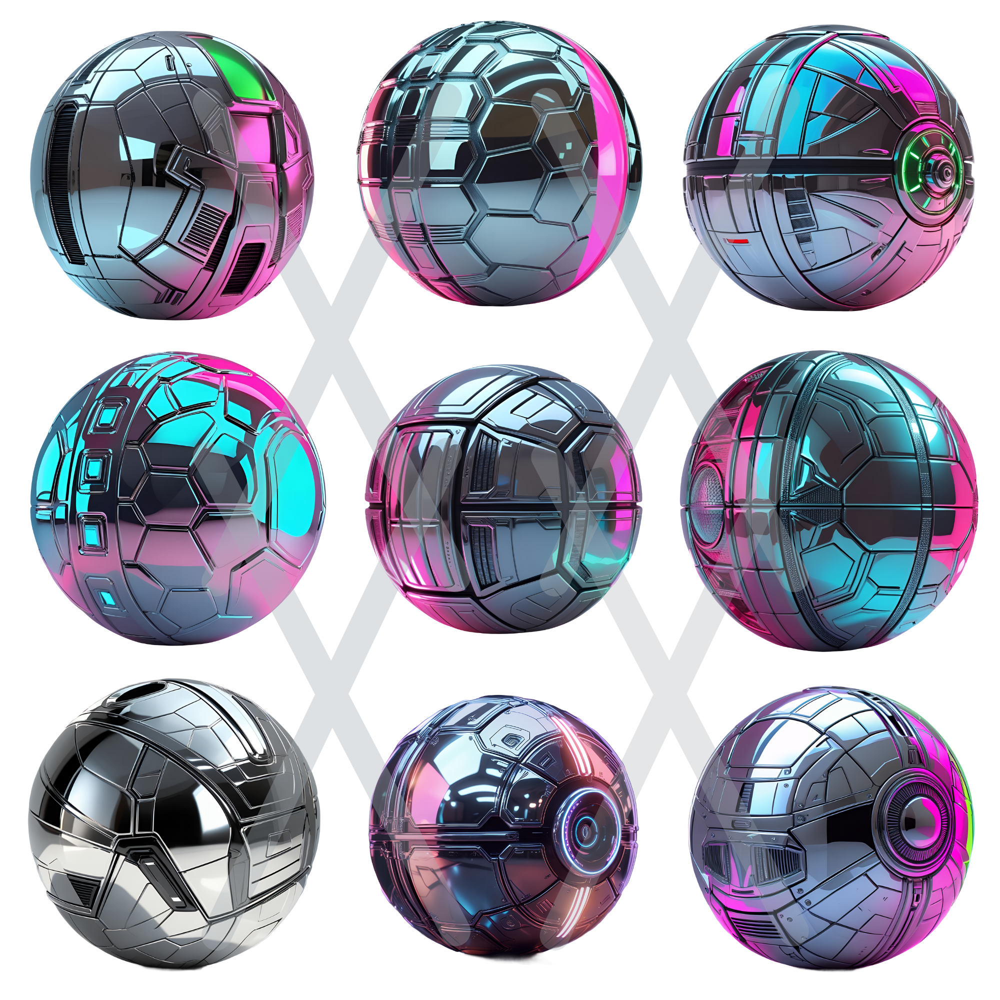 Sci Fi & Futuristic Spheres Clipart, props, modern, fantasy, metallic, balls