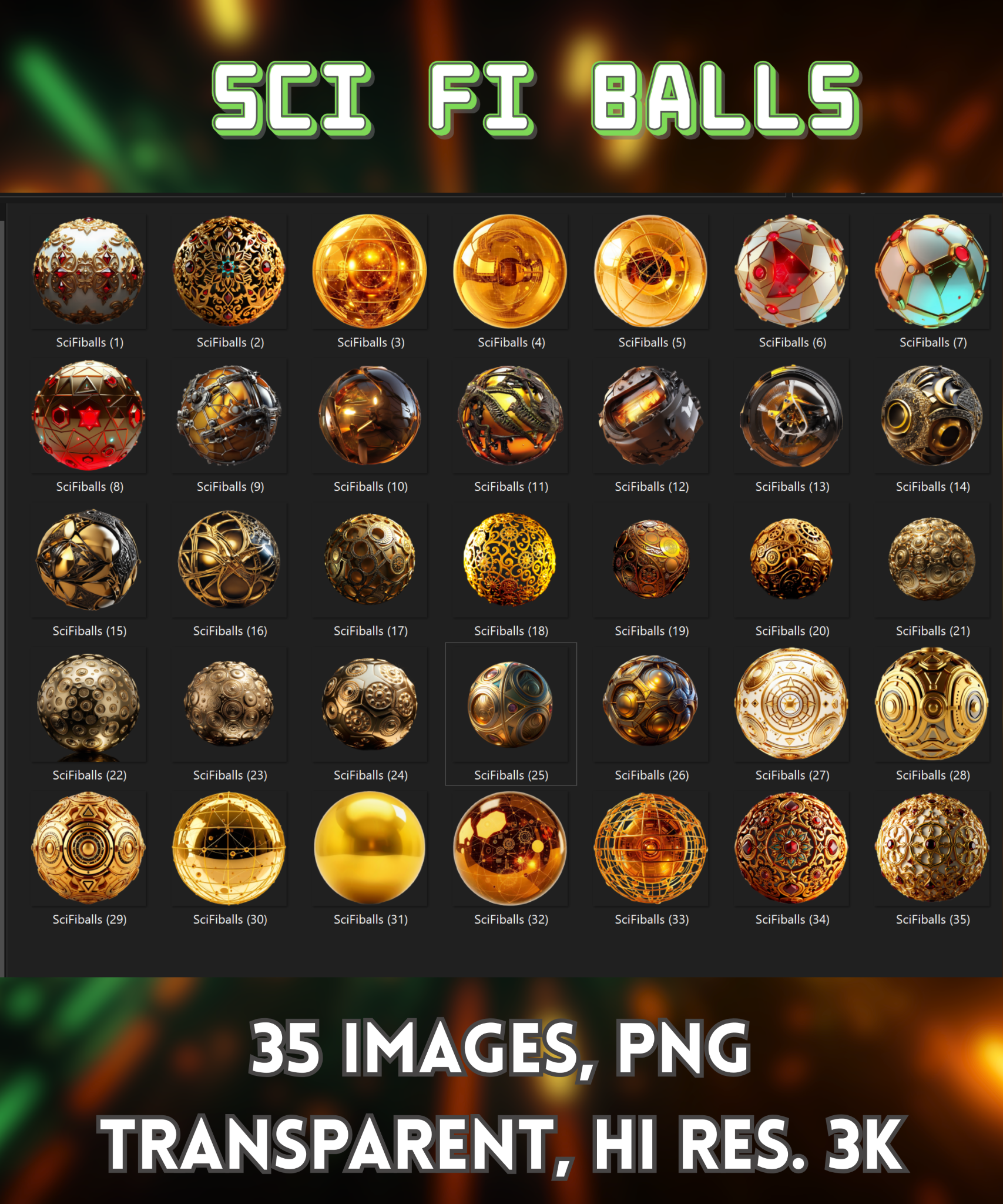Sci Fi Balls Clipart, futuristic images, sphere images, metallic spheres