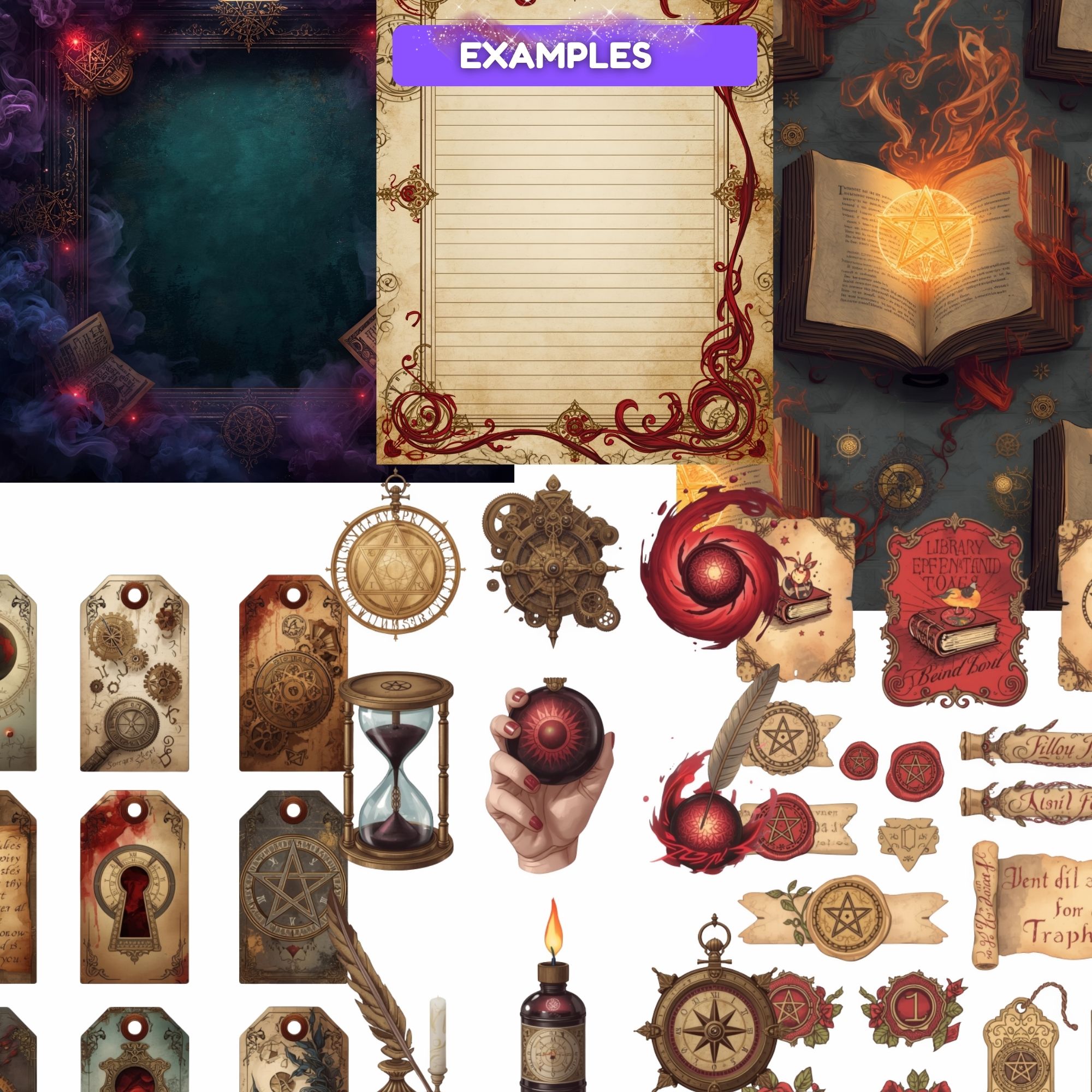 Alchemy Magic Junk Journal Kit | Digital Grimoire Ephemera | Mystical PNG Bundle for Scrapbooking