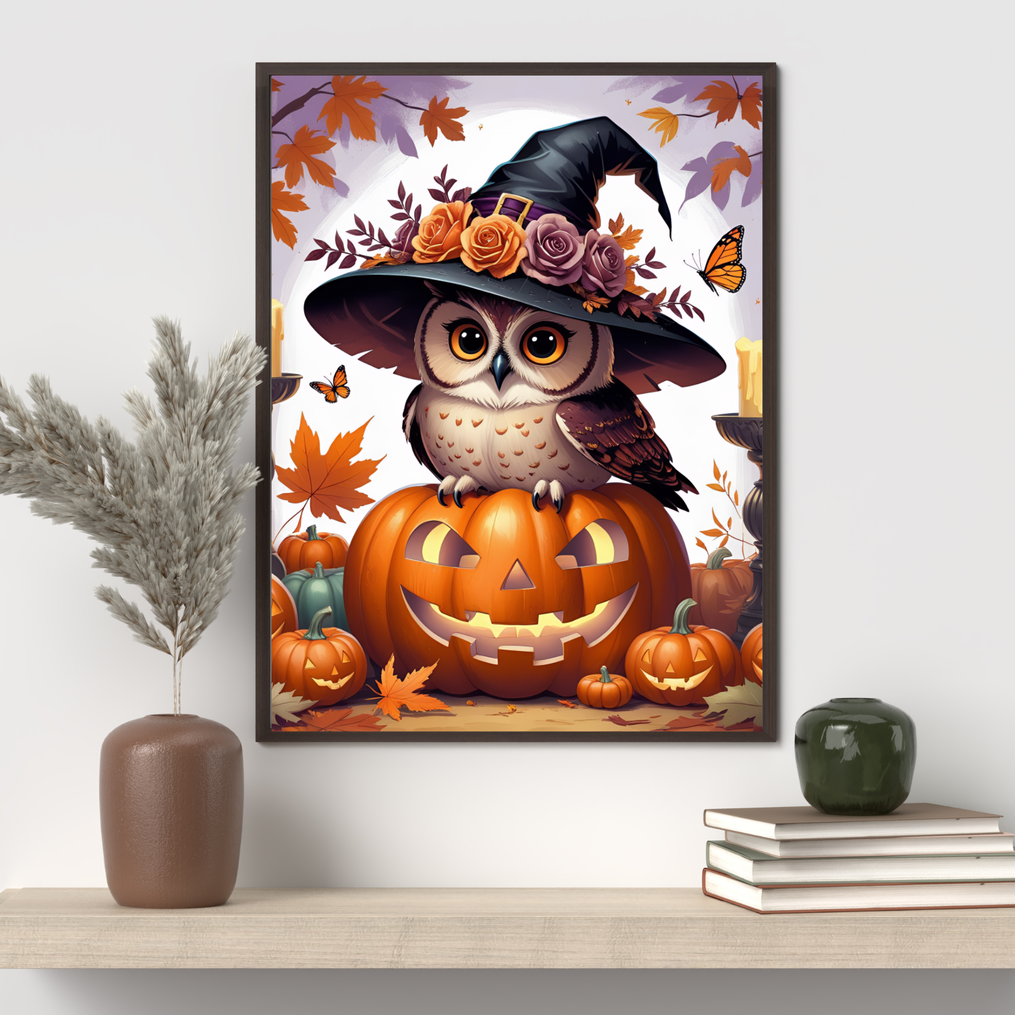 Witchy Owl Clipart Bundle, Halloween Owls on Pumpkins, High-Res PNG, Autumn Digital Art for Scrapbooking & Crafts