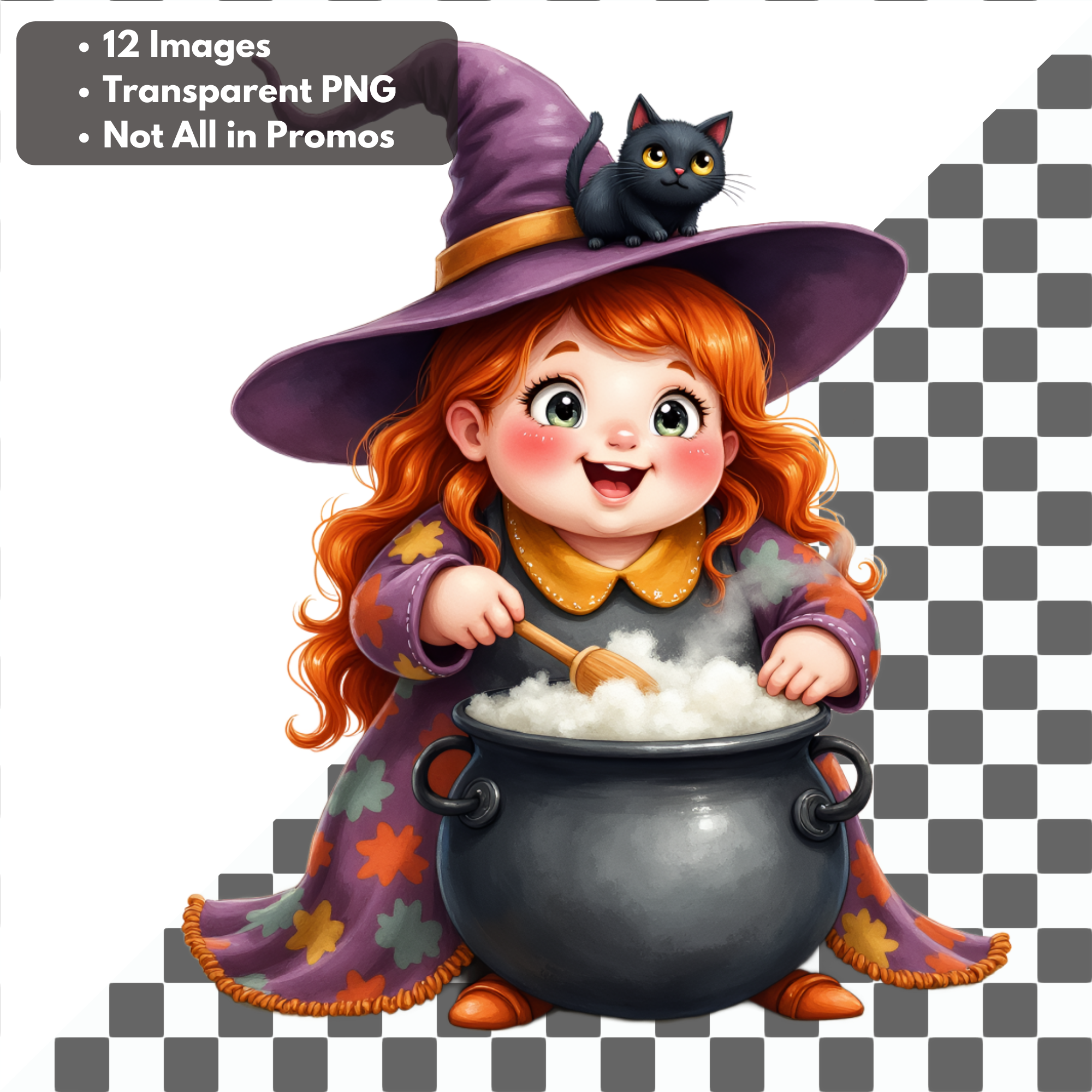 Free Cute Halloween Witches Clipart Set Free PNGs Free Spooky Kawaii Magic Designs Free Images
