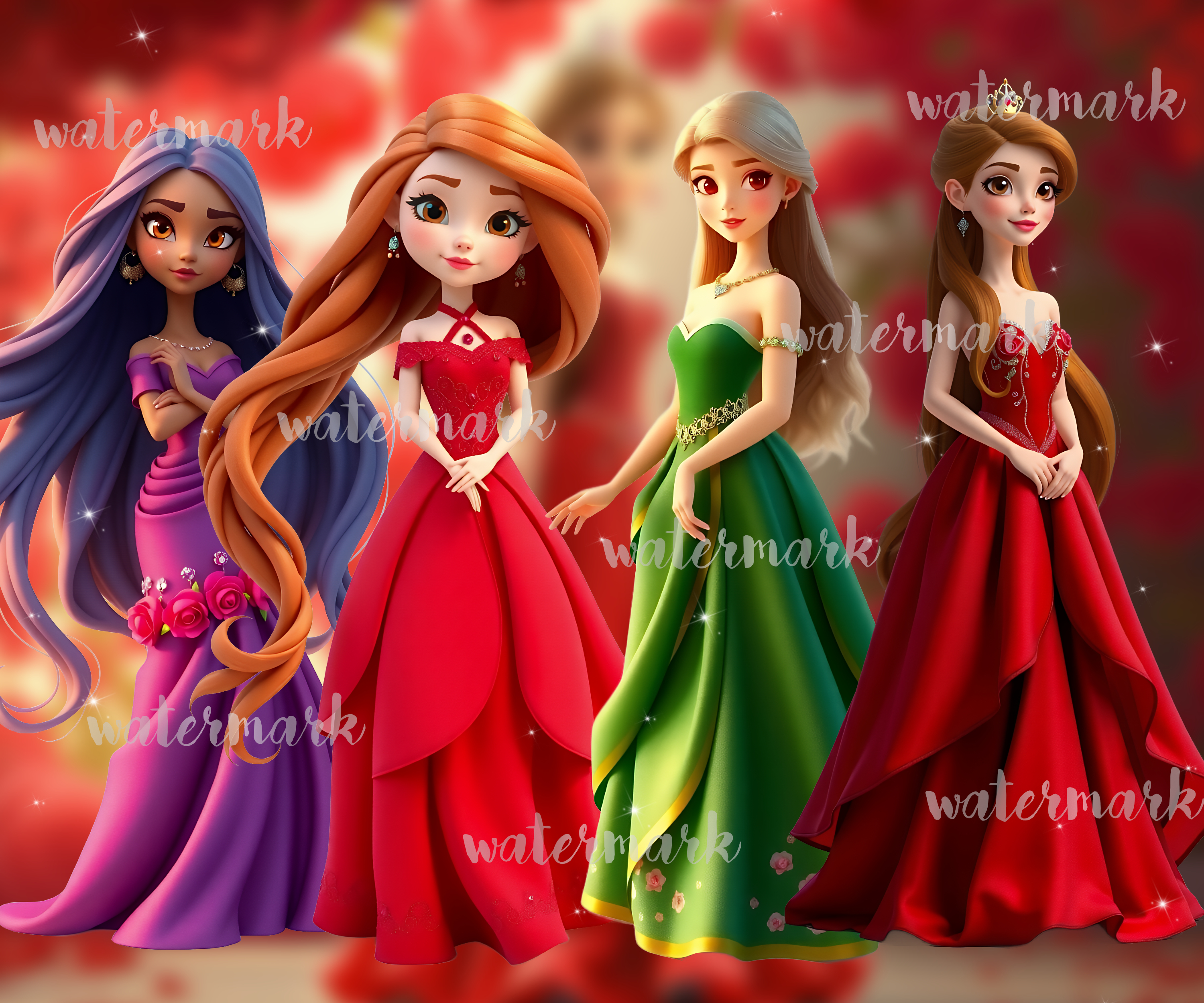 Princess Clipart, Pixar Style Clipart, Princess Overlay