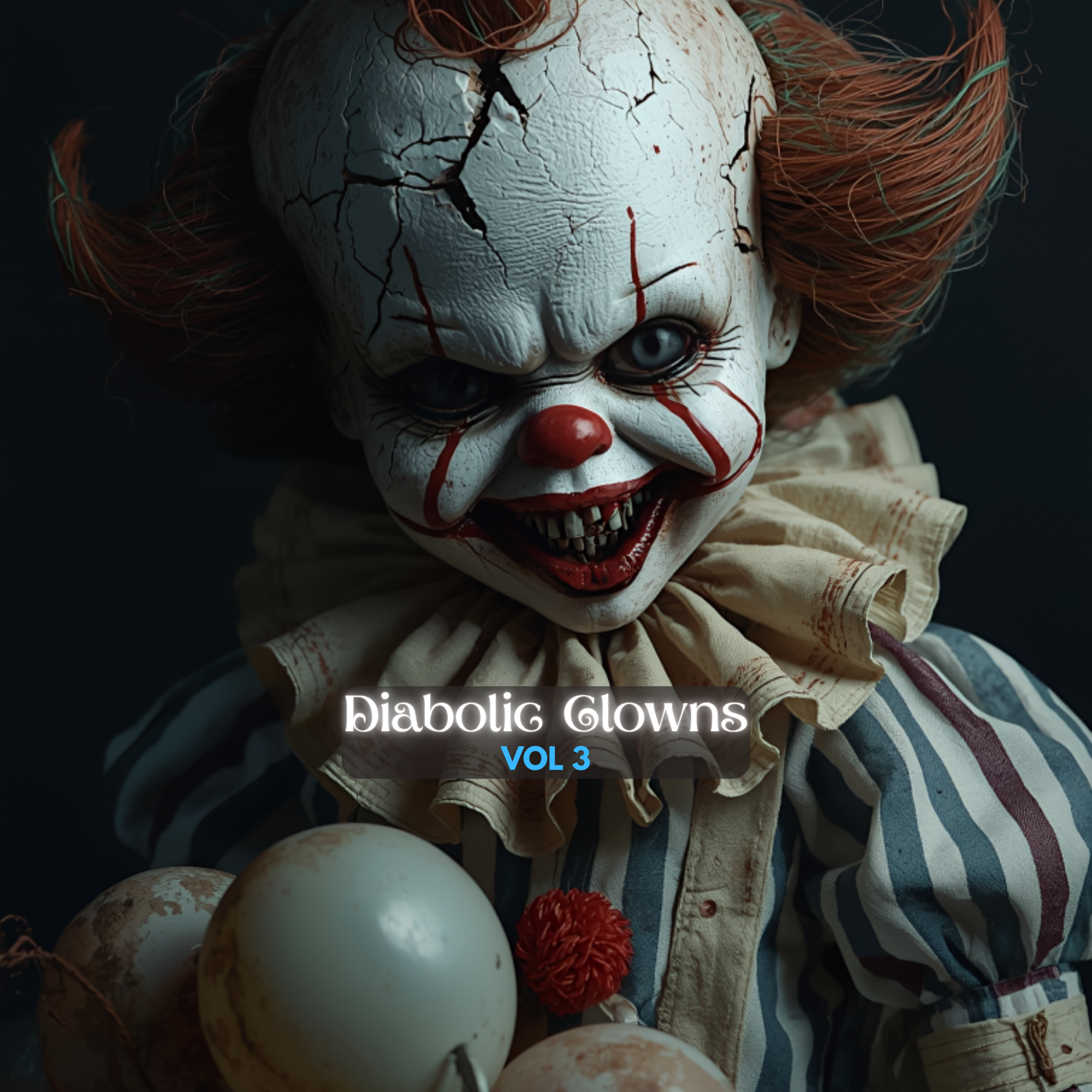 Diabolic Clowns Vol 3, Scary Clown Digital Art, Horror Halloween, Horror Junk Journal Pages Macabre Creepy