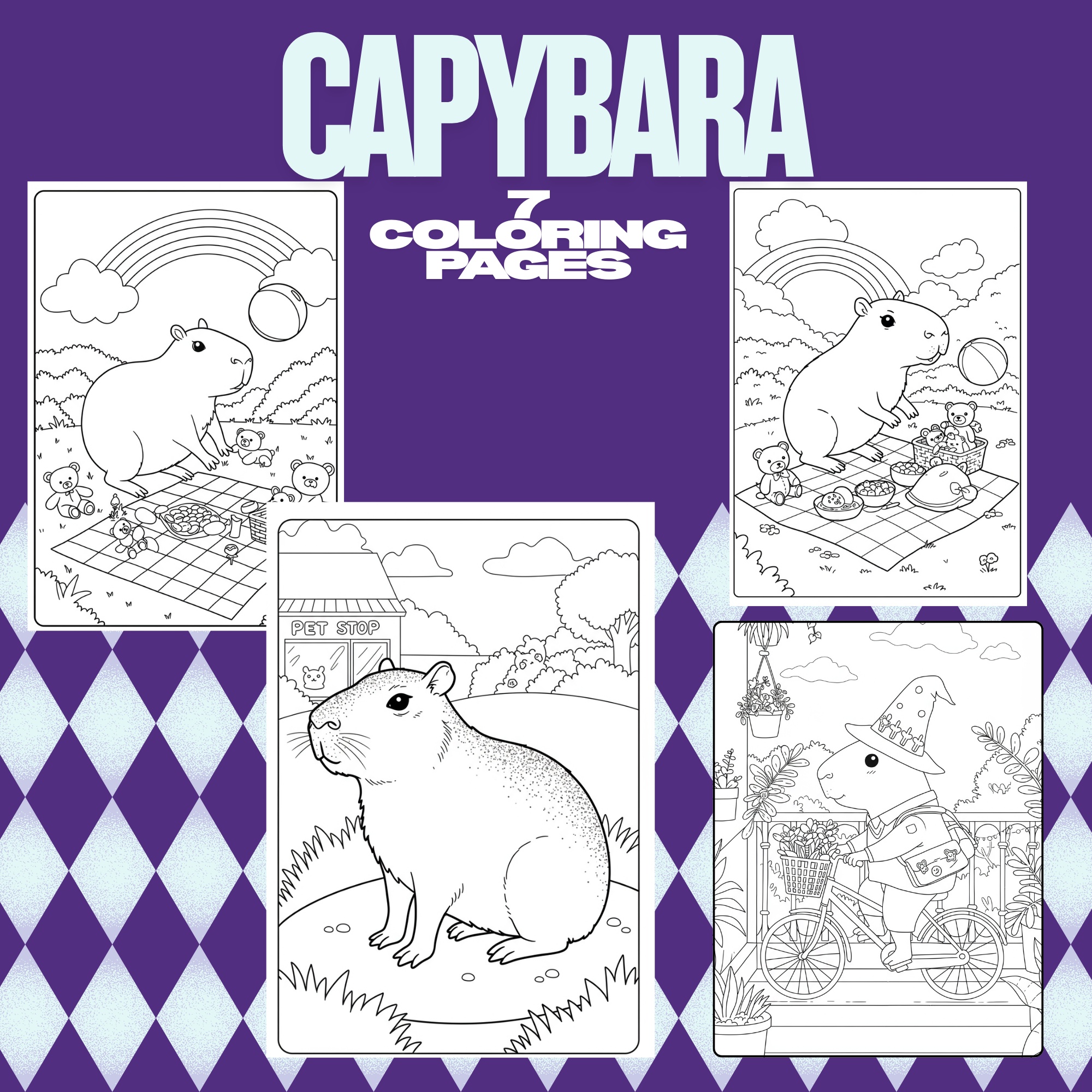Free Capybara Coloring Pages | Cute Animal Printable PDF for Kids & Adults Free Coloring Book
