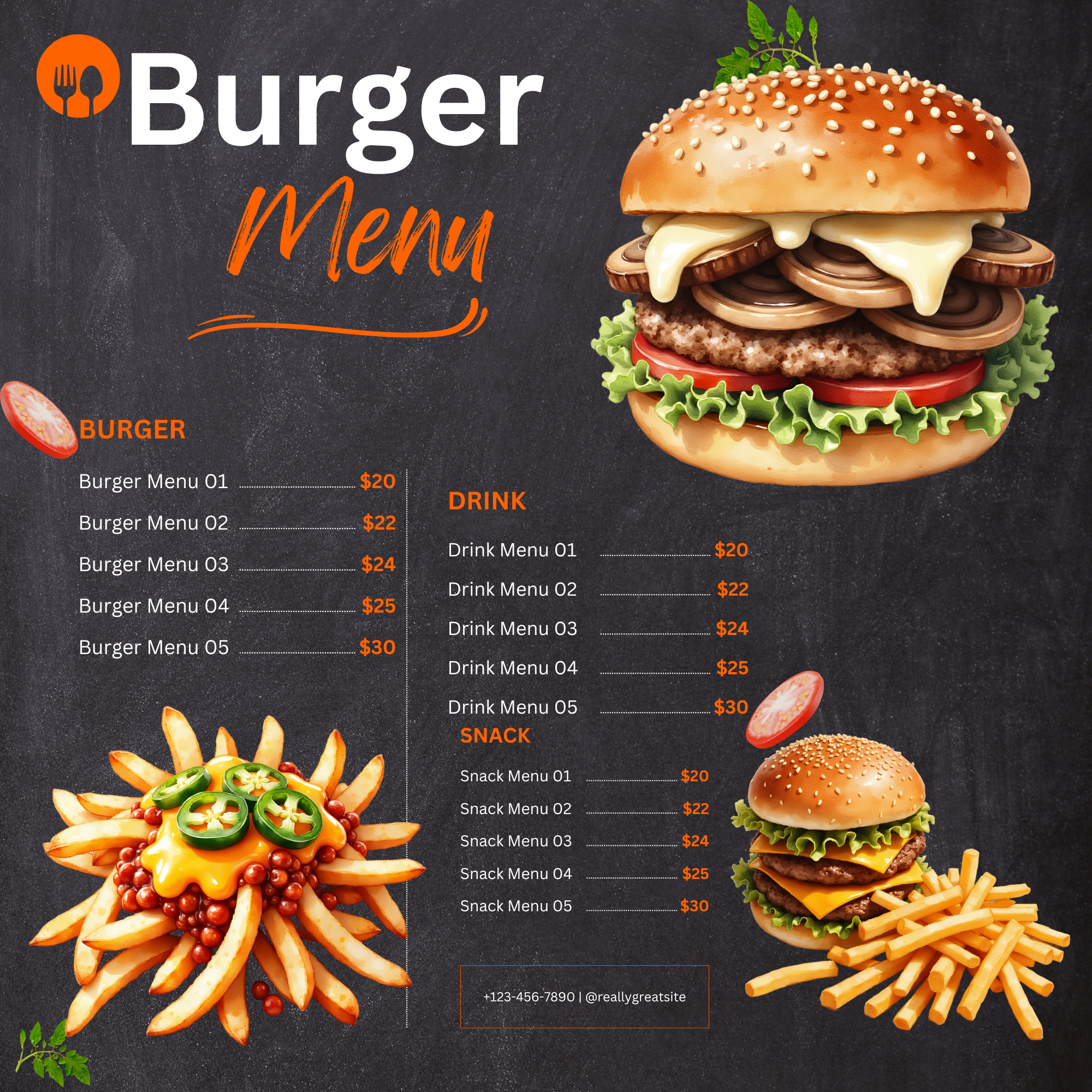Delicious Burgers & Fries Clipart