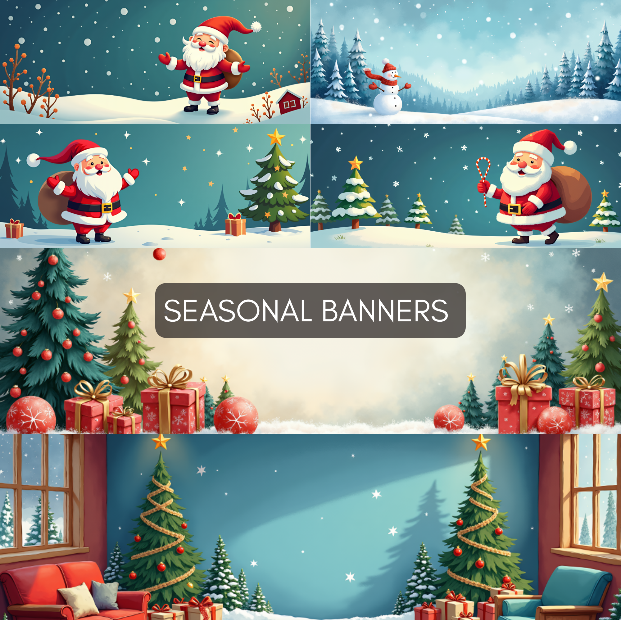 Seasonal Banner Pack PNG Banners Holiday Promotions Storefronts Halloween Winter Autumn Digital Assets Bundle