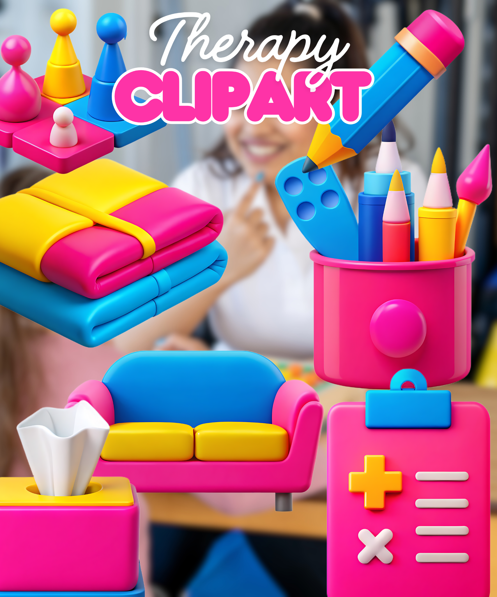 Therapy Clinic Art Supplies Set,Therapy Clipart, overlays, physical therapy clipart