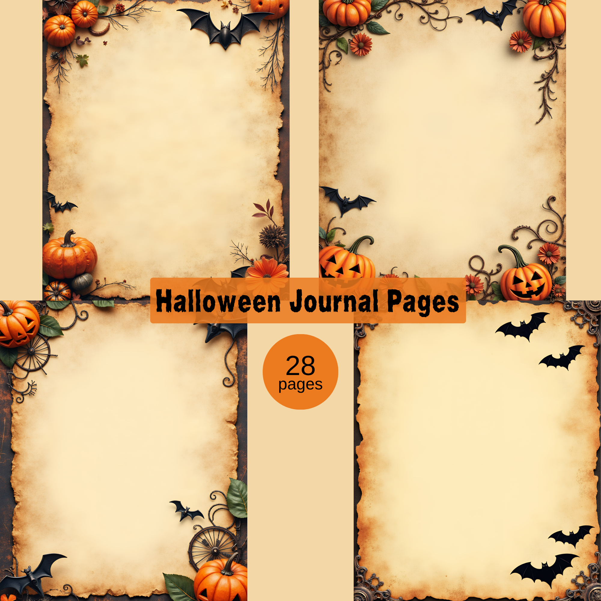 Haunted Junk Journal Pages, Halloween Printable Pages for Scrapbook, Planner, and Crafting Projects, junk journal pages