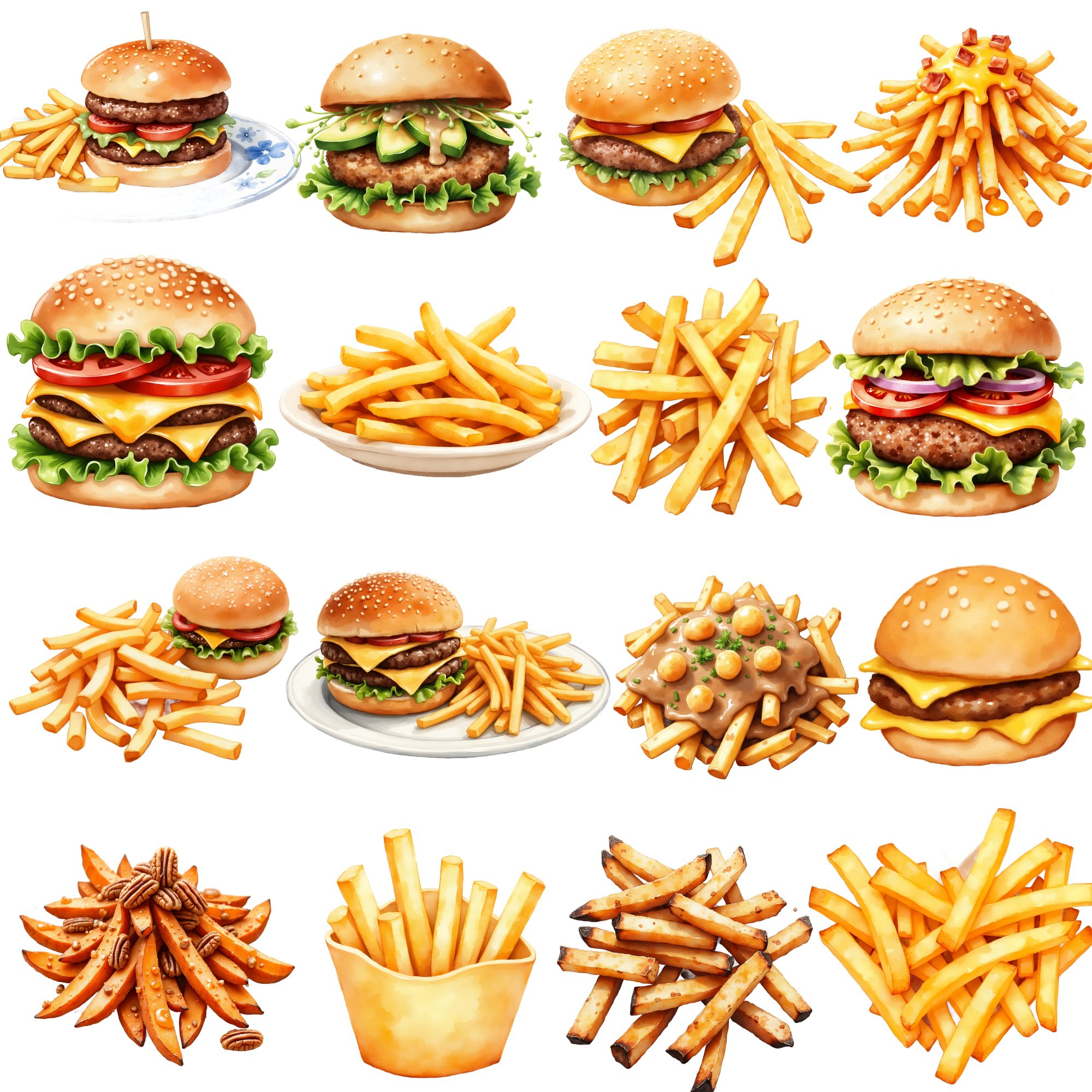 Delicious Burgers & Fries Clipart