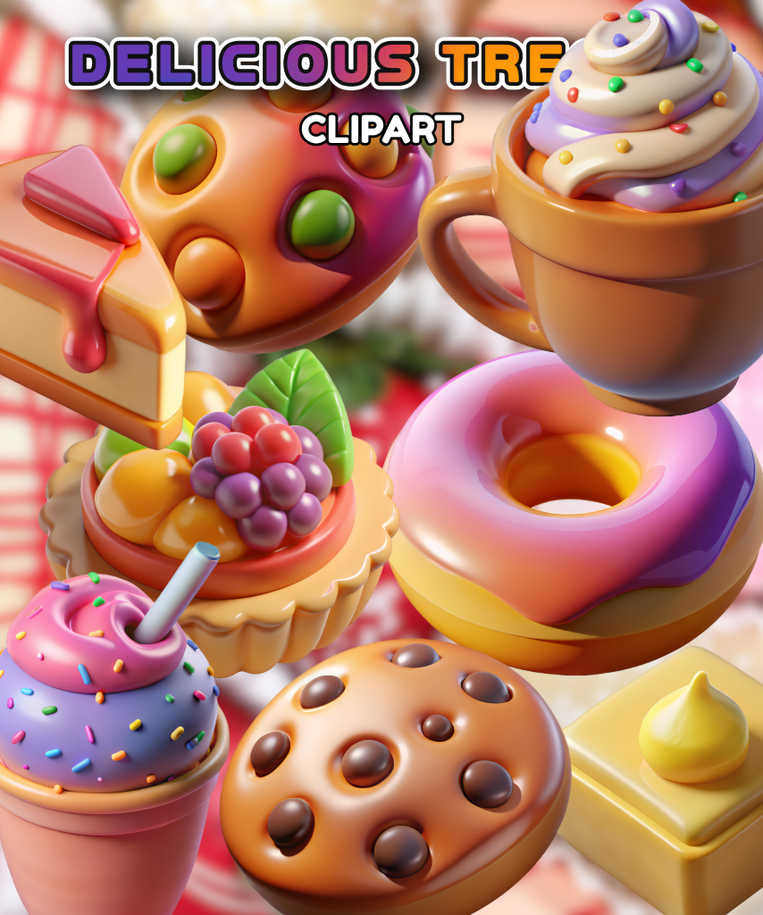 Delicious Treats Clipart, overlays, cupcake clipart, donut clipart, donut images