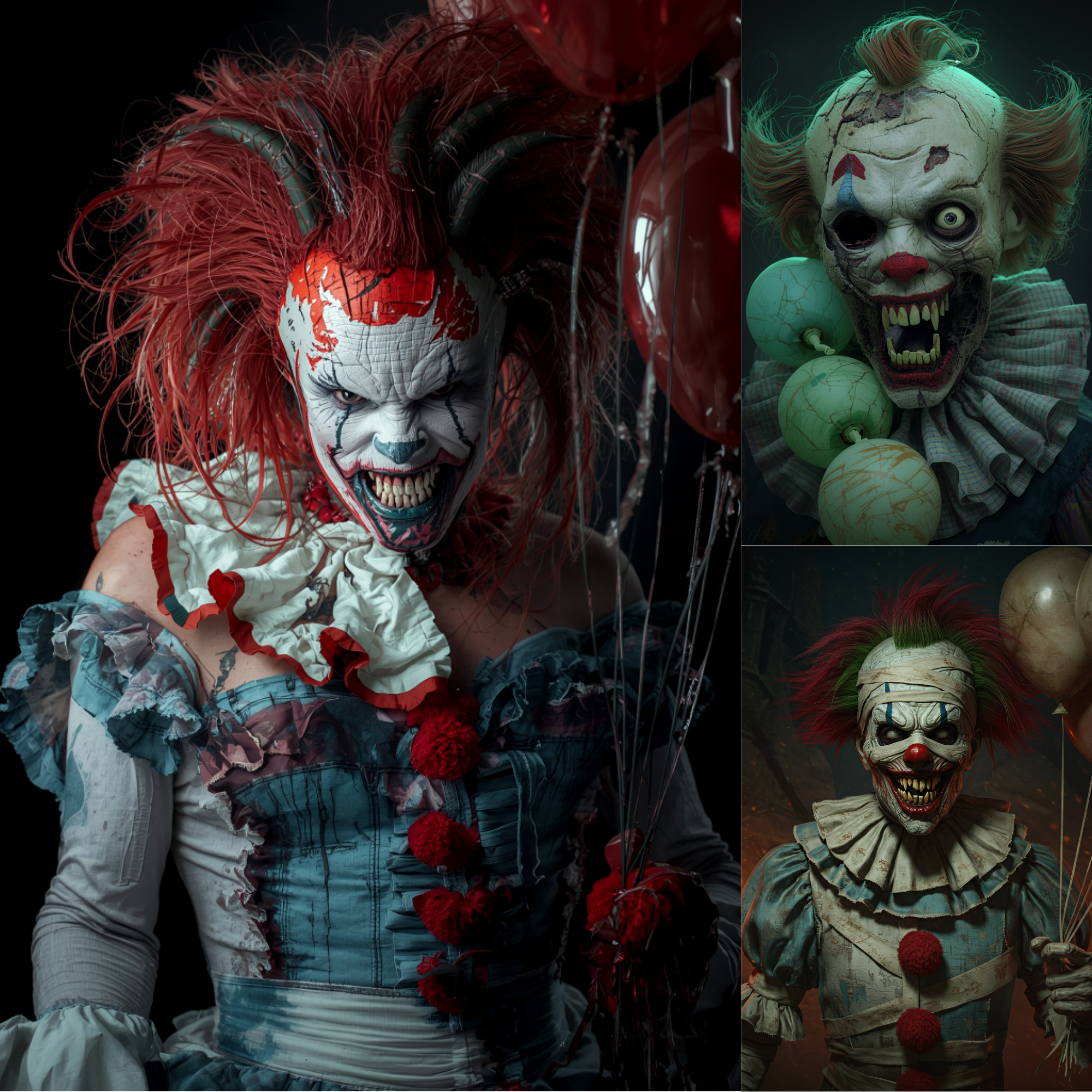 Diabolic Clowns Vol 1 | Scary Clown PNGs | Digital Horror Art Demonic Clowns, Horror Junk Journal Pages