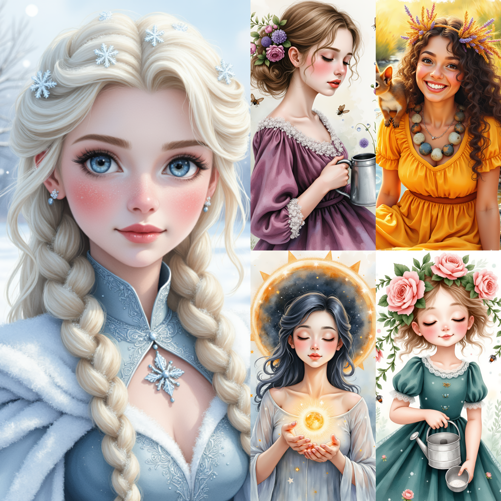 Fantasy Girls Bundle Digital Art PNG Pretty Maid Whimsical Illustrations Journal Pages