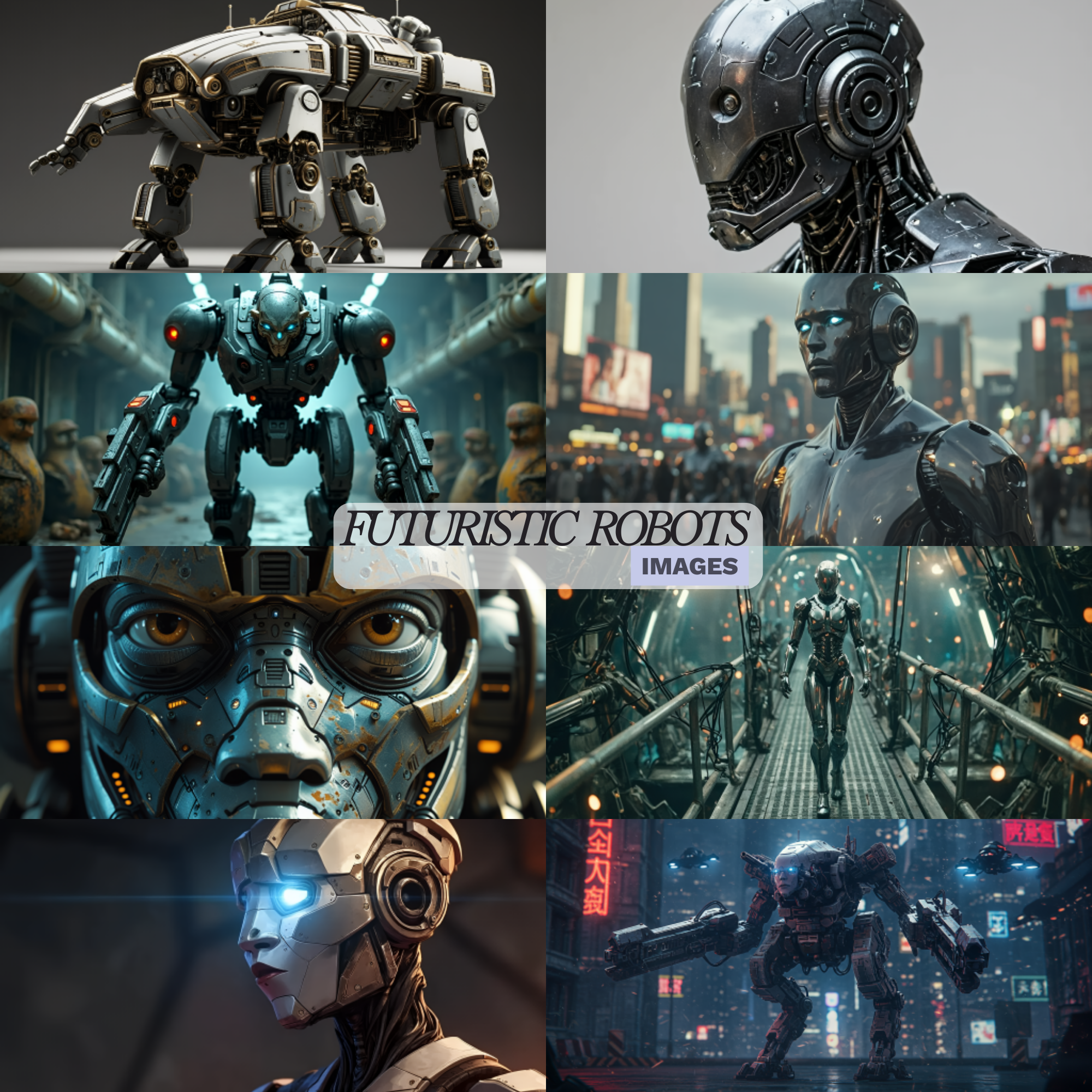 Futuristic Robots Image Pack | Sci-Fi AI Portraits | Cyberpunk & Android, robot images