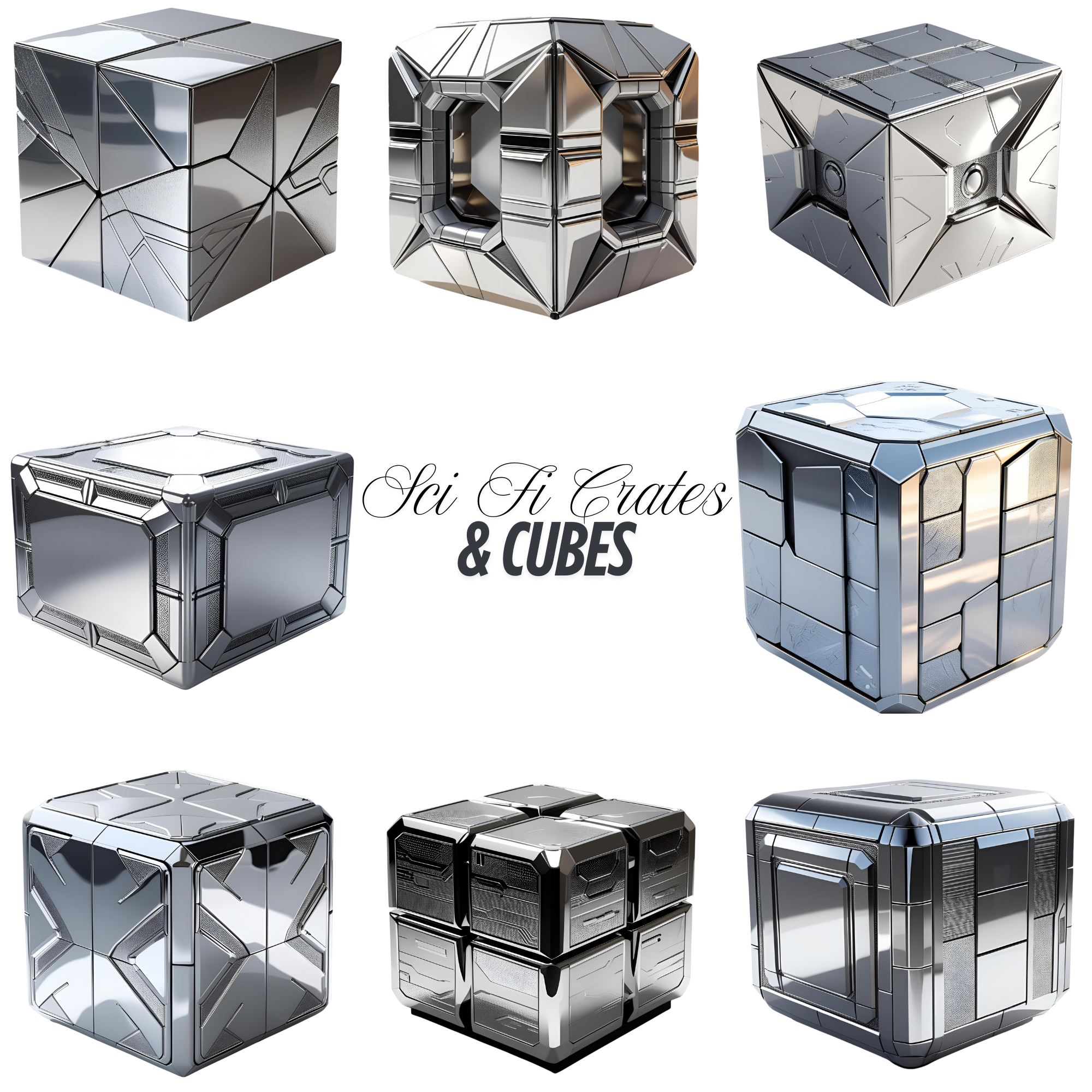 Sci Fi Crates & Cubes Clipart, PNG Images | Game Assets, Digital Art