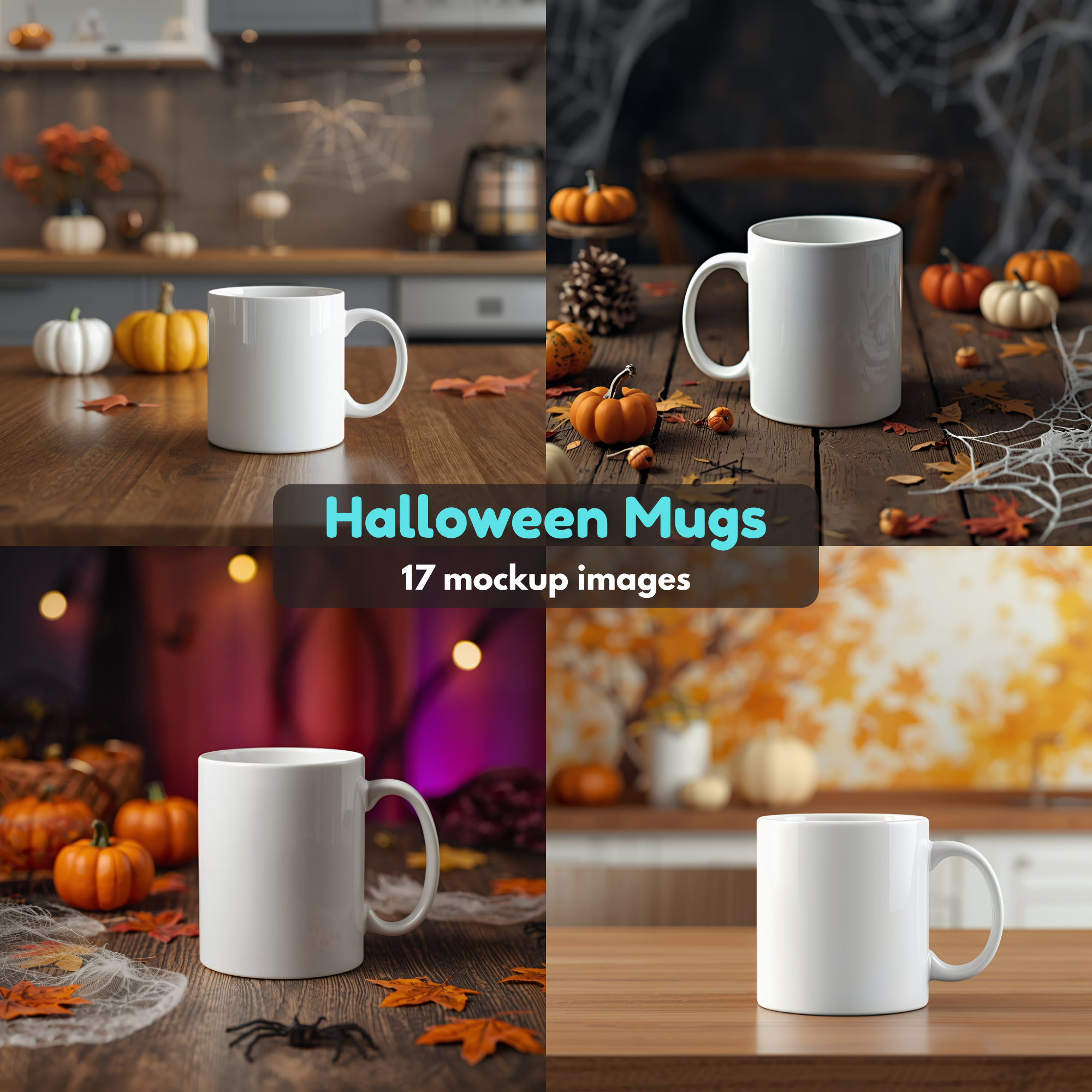 Fall & Halloween Mug Mockups White Mug Blank Mockups Spooky Season PNGs for Etsy Shops
