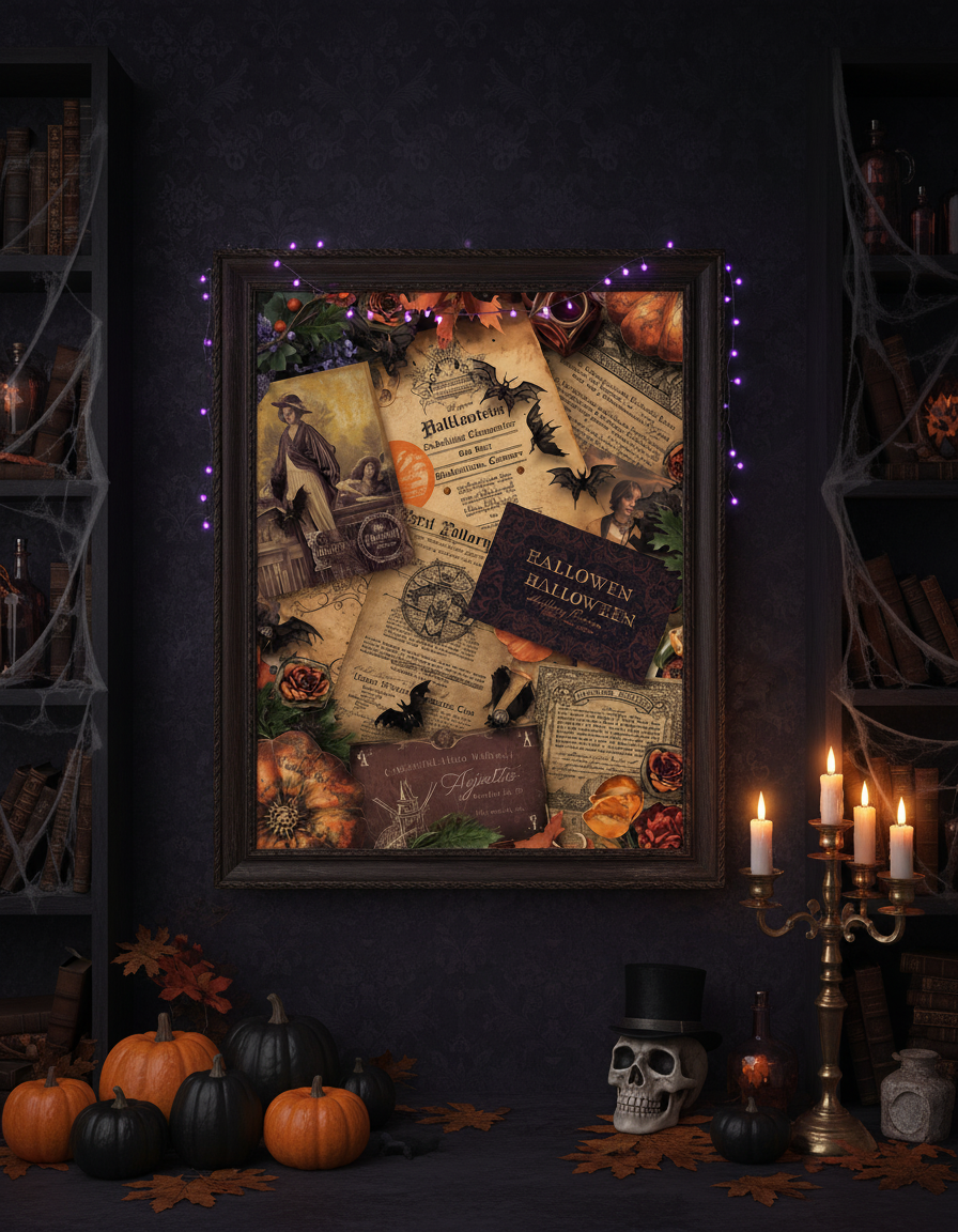 FREE Halloween Digital Paper Pack - 13 Spooky Journal Pages, Vintage Gothic PNGs for Junk Journals