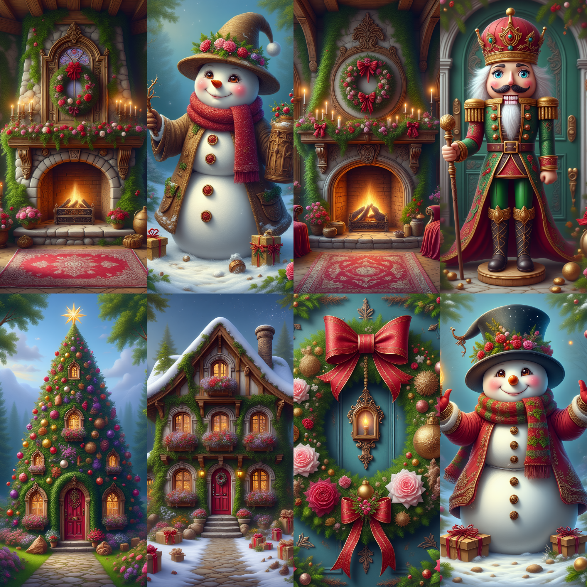 Whimsical Christmas Digital Pages Winter Wonderland PNGs | Snowman, Nutcracker, Cozy Scenes, Fairytale Homes Journal Pages Backgrounds