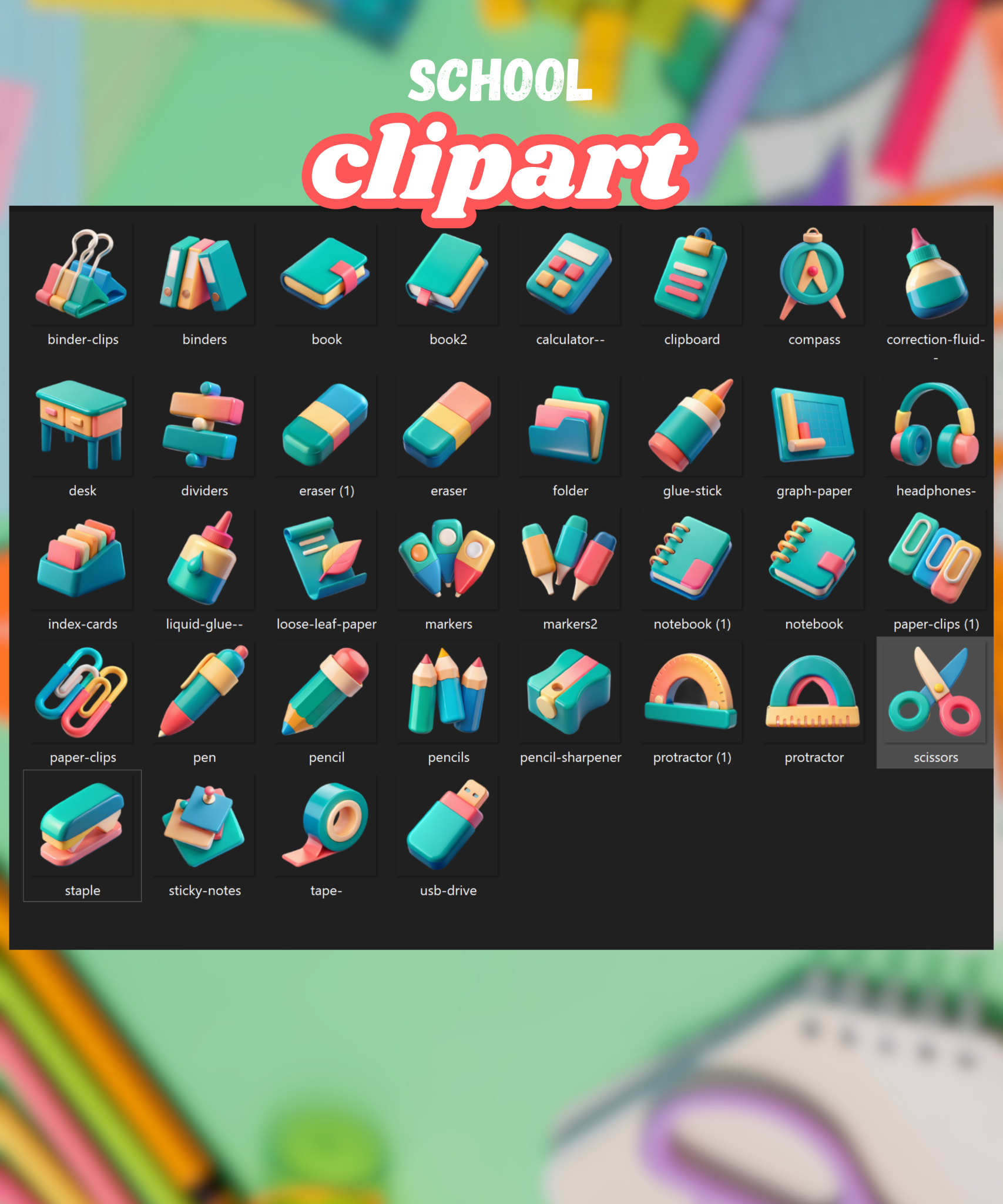 School Office Supplies Clipart