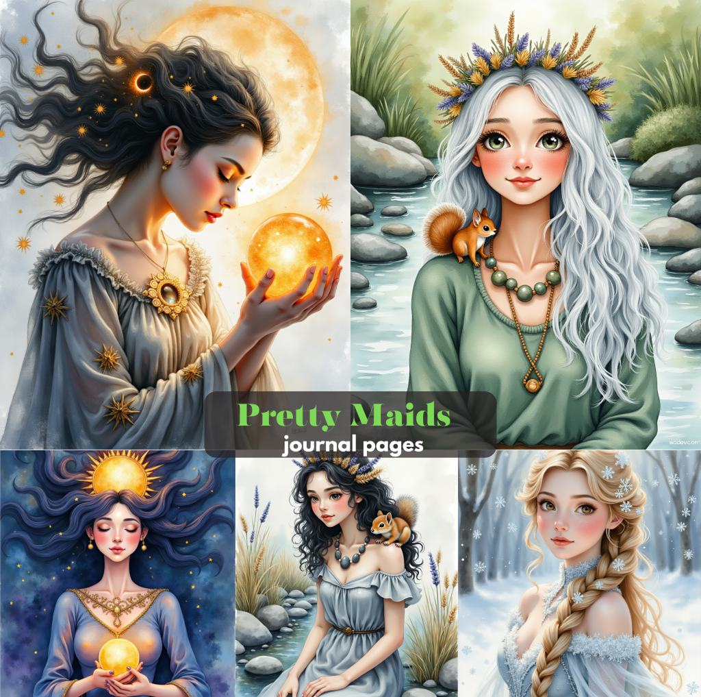 Free Maids Fantasy Art Journal Pages - Free Whimsical Digital PNGs Free Images