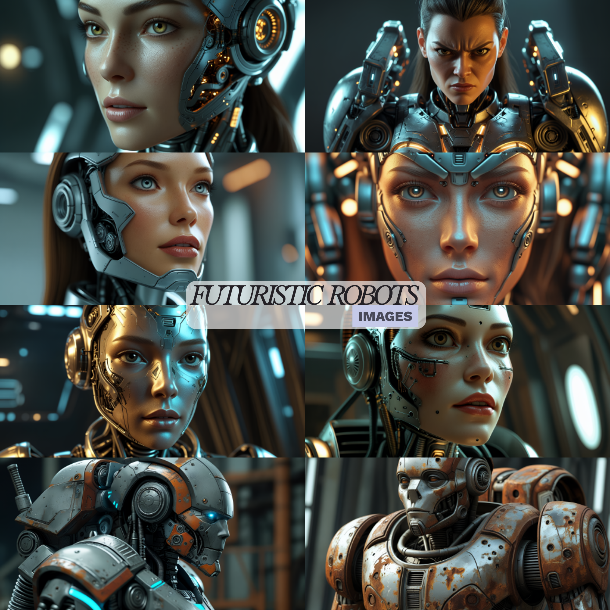 Futuristic Robots Image Pack | Sci-Fi AI Portraits | Cyberpunk & Android, robot images