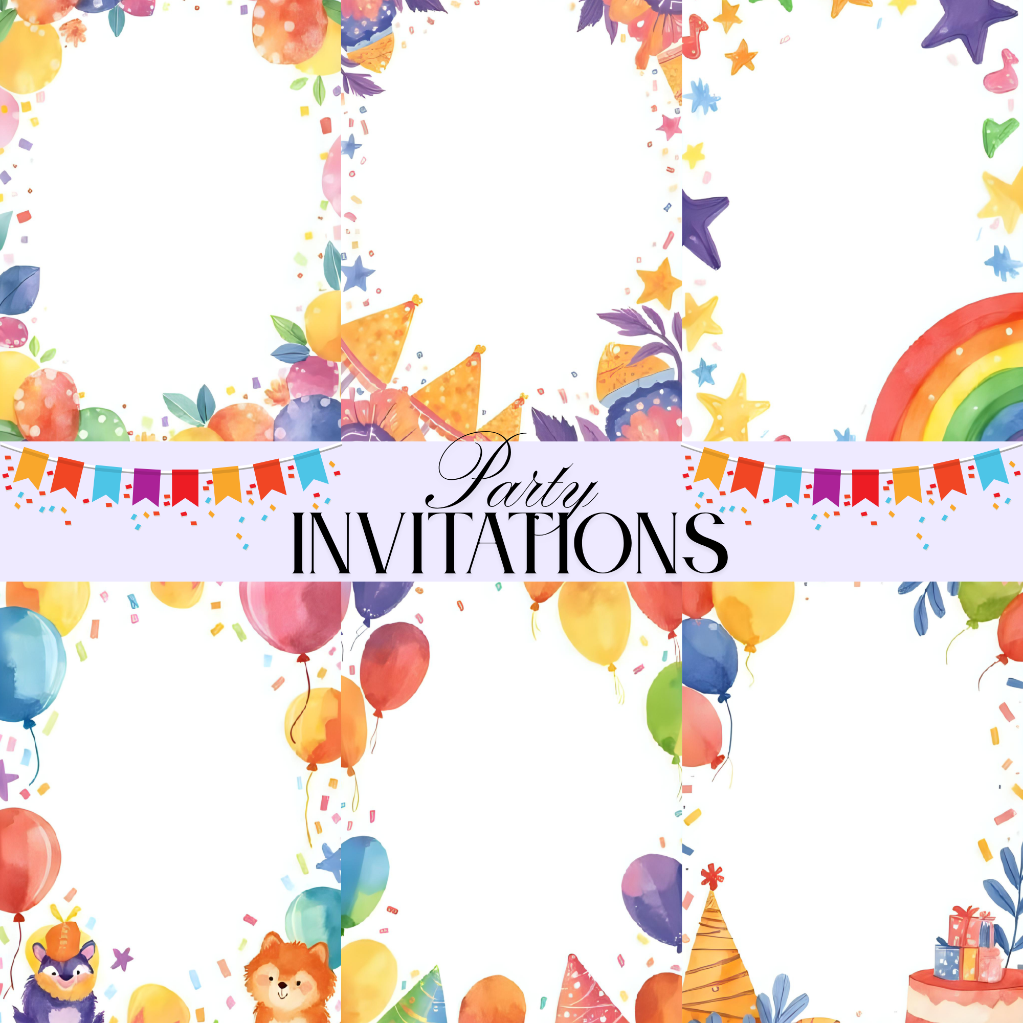 Party Invitation Card Templates, Journal Pages, birthday pages, party cards
